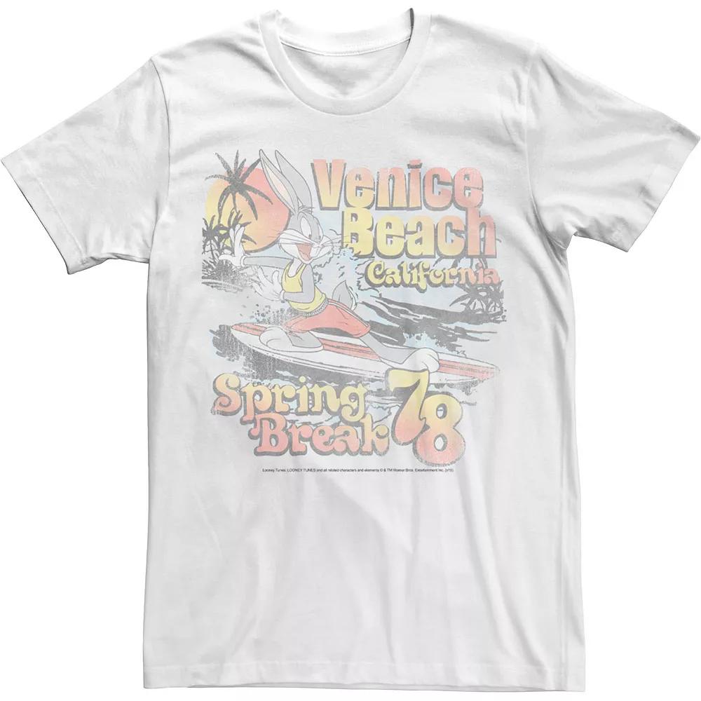 Men's Looney Tunes Bugs Bunny Venice Beach Spring Break 78 Tee, Size: Medium, White Product Image