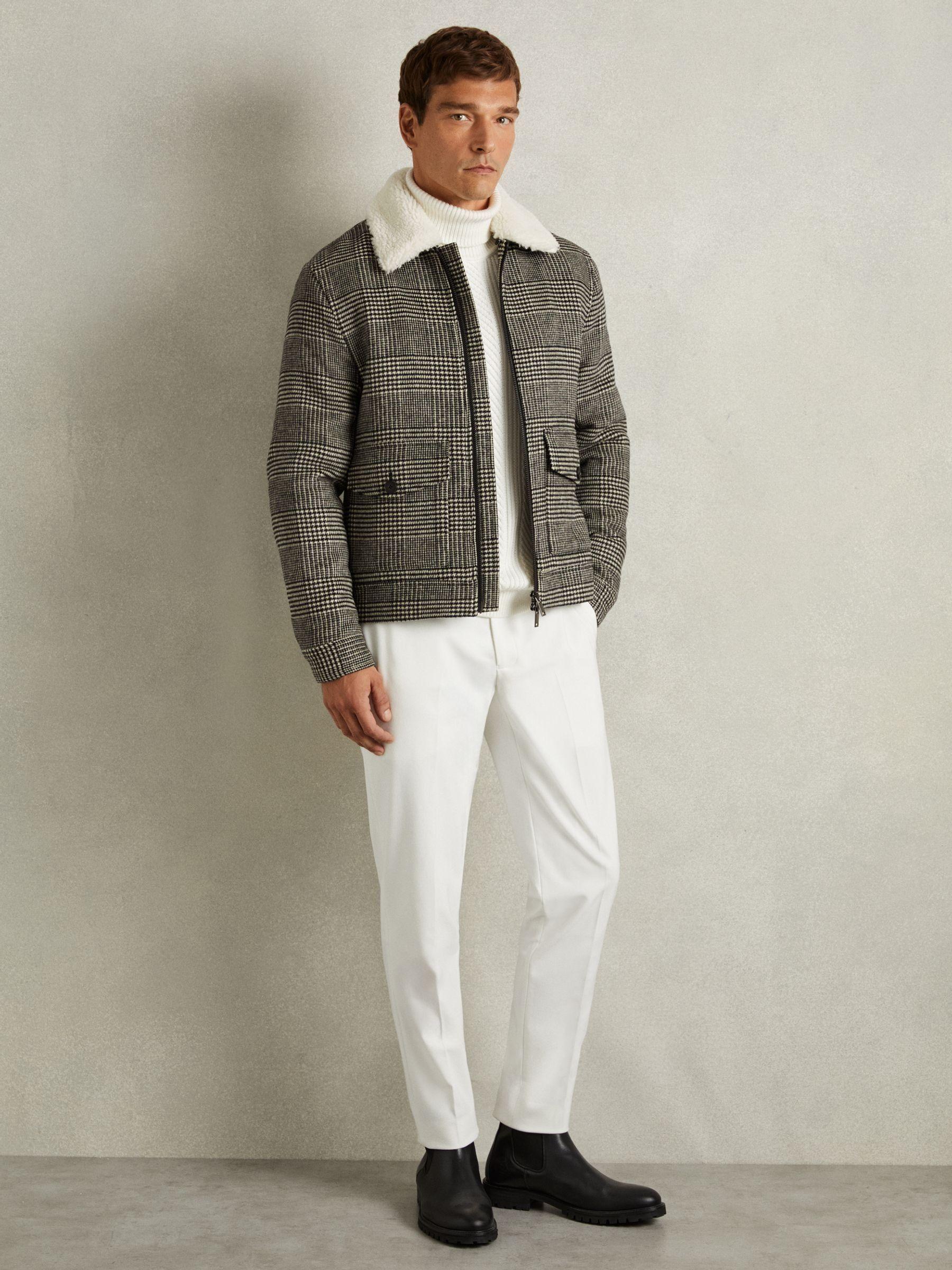 Wool-Blend Twill Zipped Jacket in Black/White Product Image