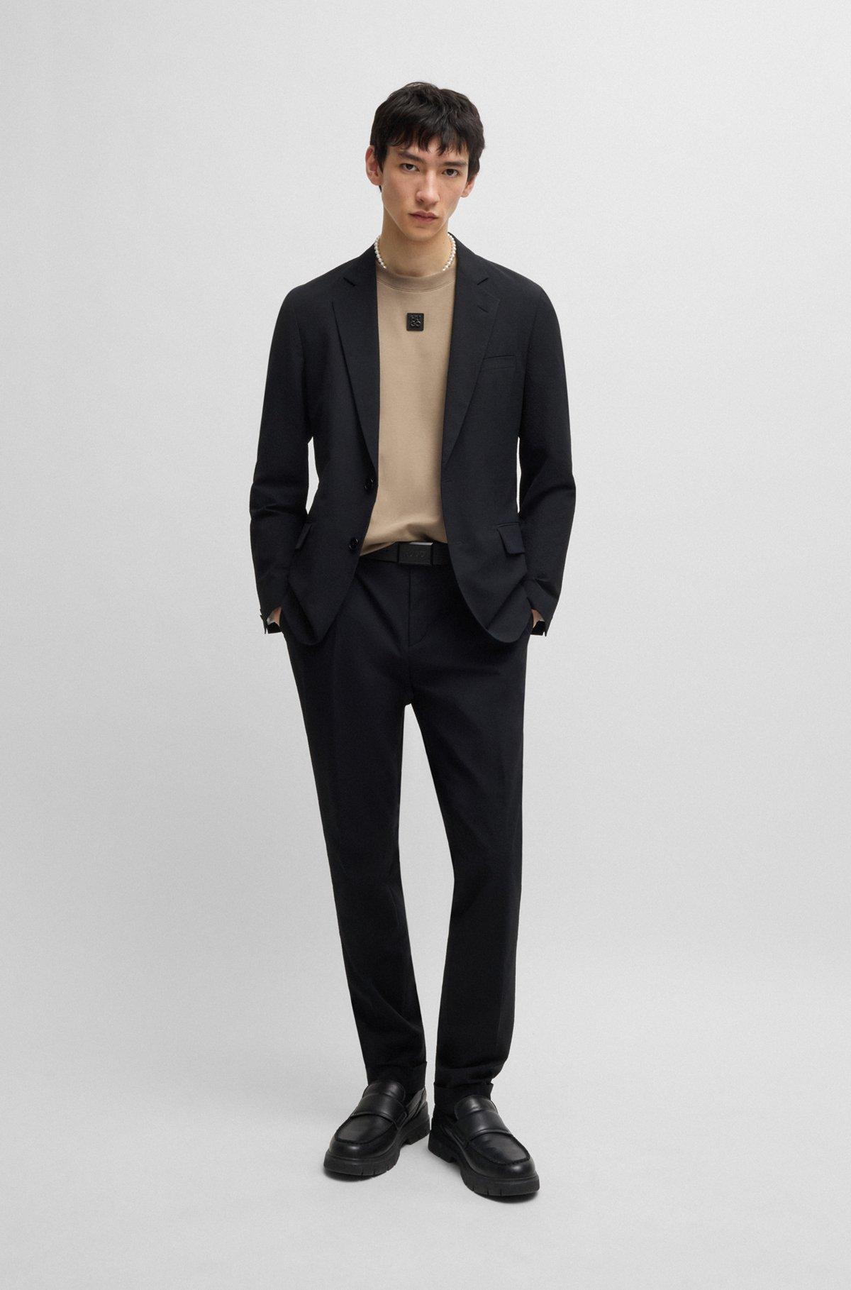 Interlock-cotton T-shirt with metallic stacked-logo badge Product Image