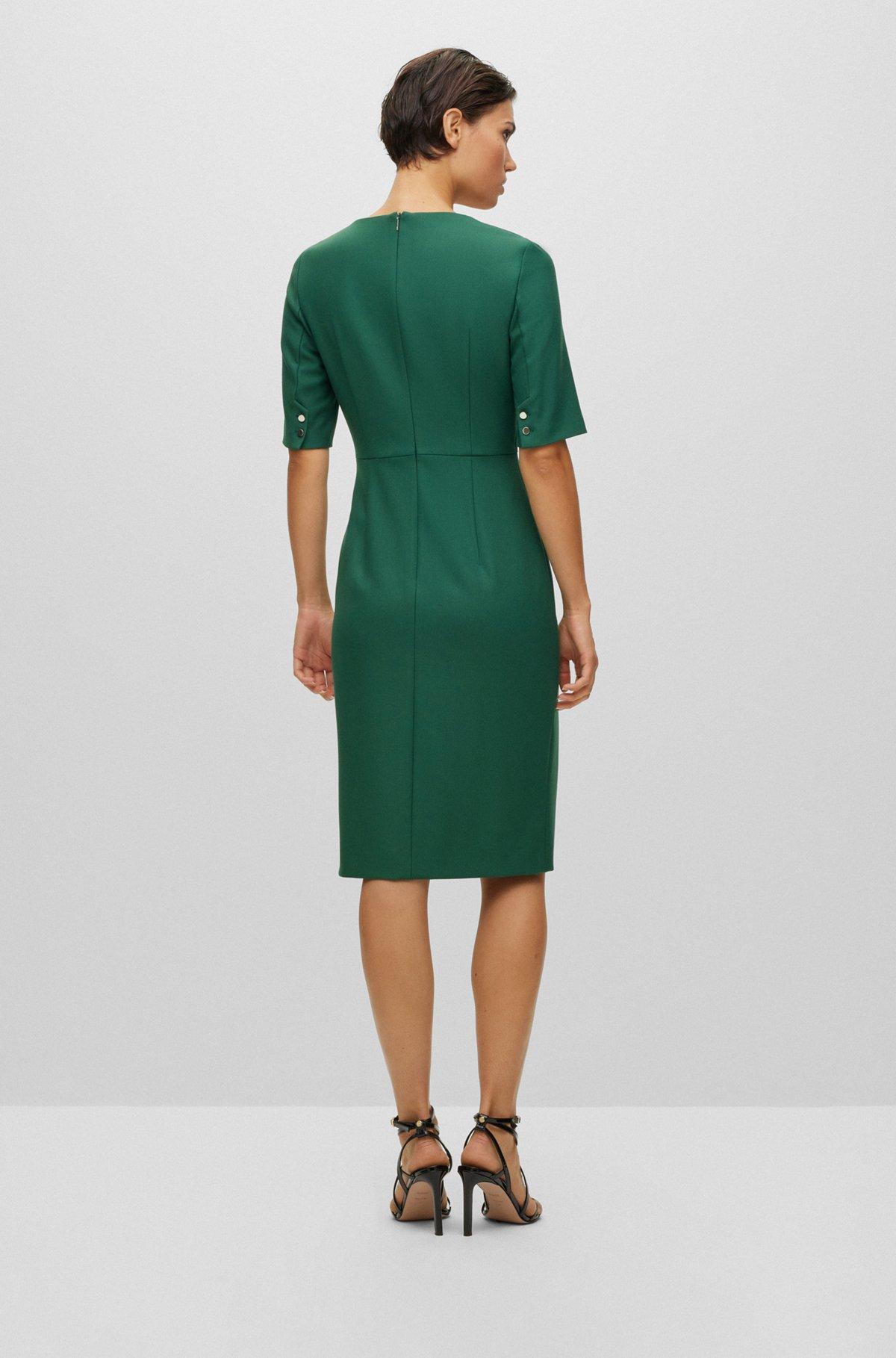 BOSS - Slim-fit dress with square neckline - Light Green Product Image