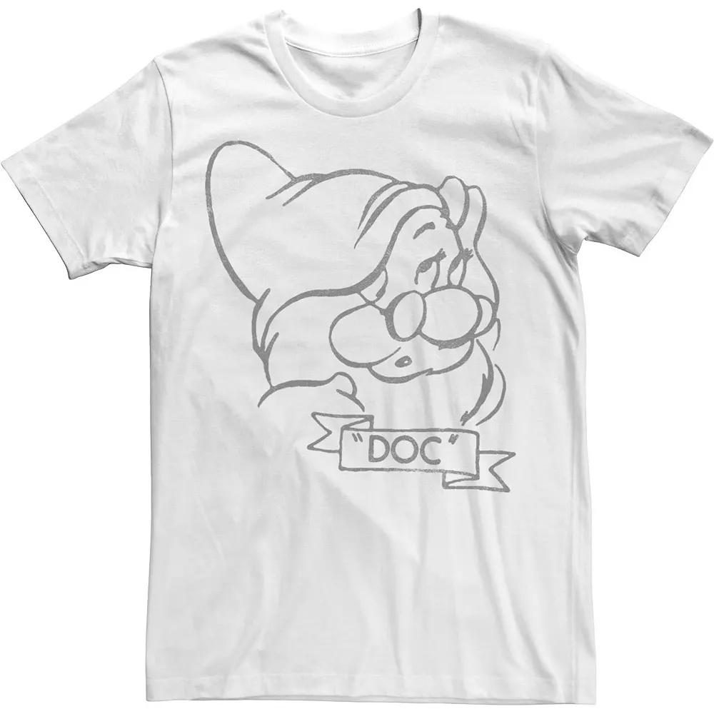 Disney's Snow White Doc Line Art Big Face Men's Tee,  Product Image
