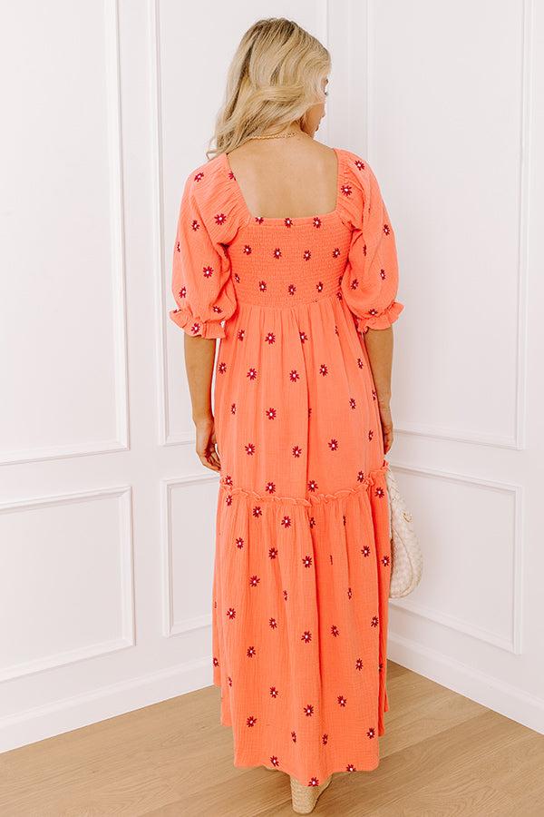 Vineyard Lounge Floral Embroidered Midi Dress Product Image