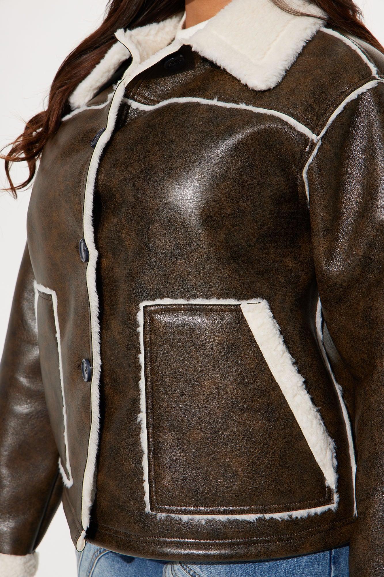 Around The Way Shearling Jacket - Brown Female Product Image