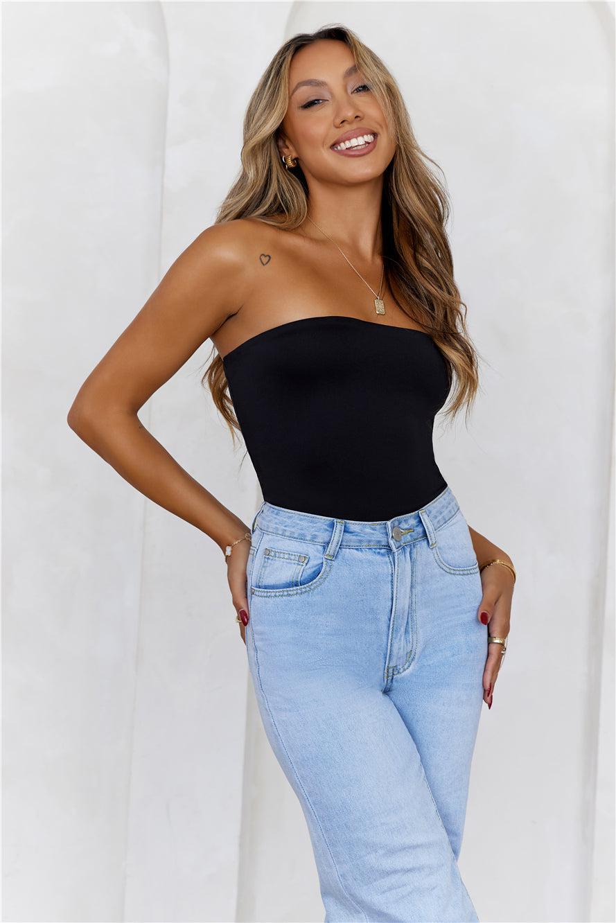 BASE  Longline Strapless Bandeau Top Black Product Image