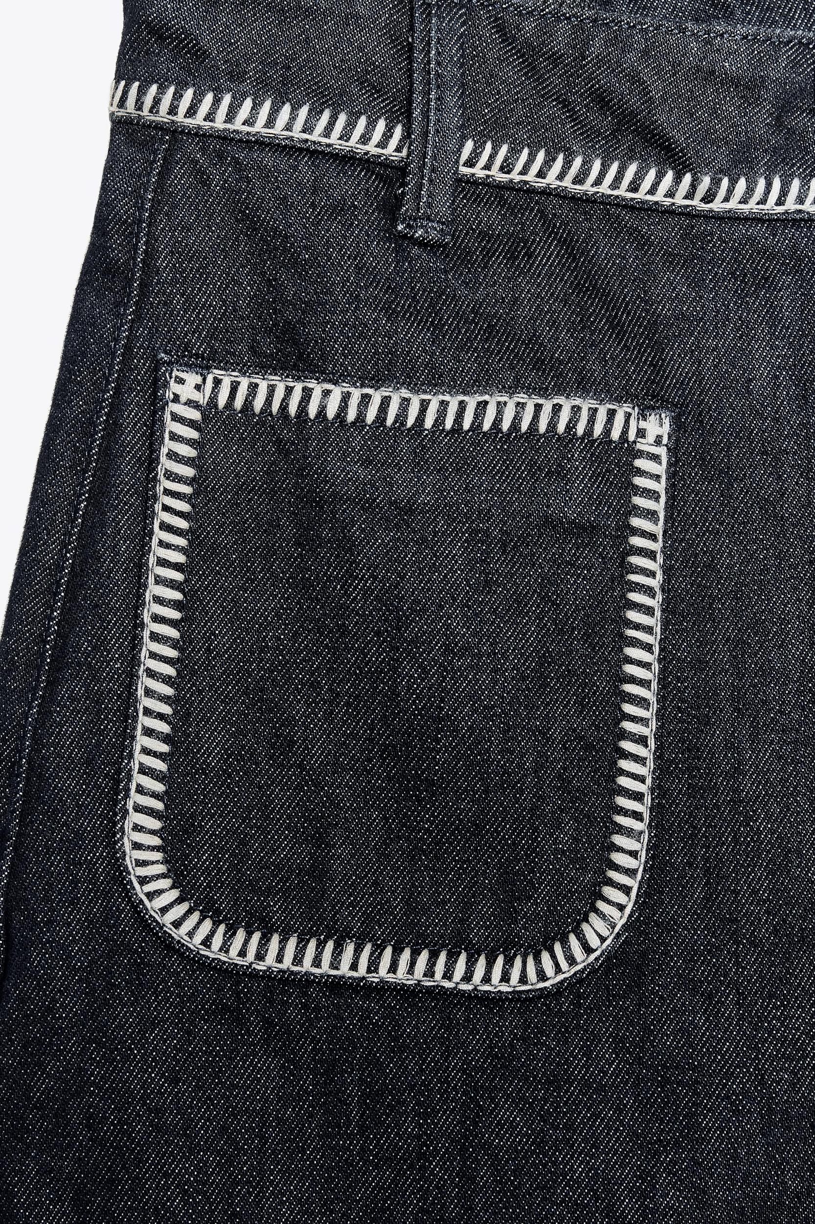 Z1975 EMBROIDERED STITCH DETAIL DENIM SHORTS Product Image