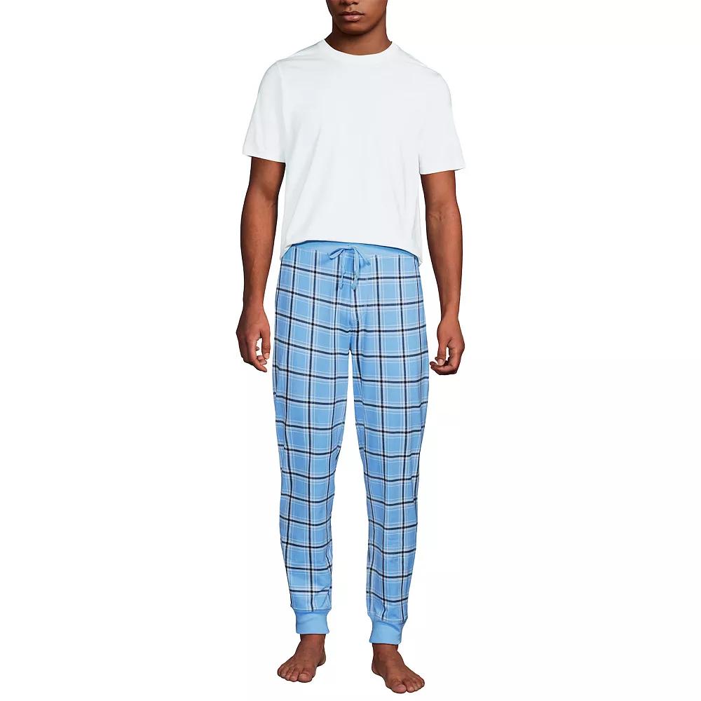 Men's Lands' End Jersey Pajama Sleep Set, Size: XL, Blue Navy Plaid Product Image