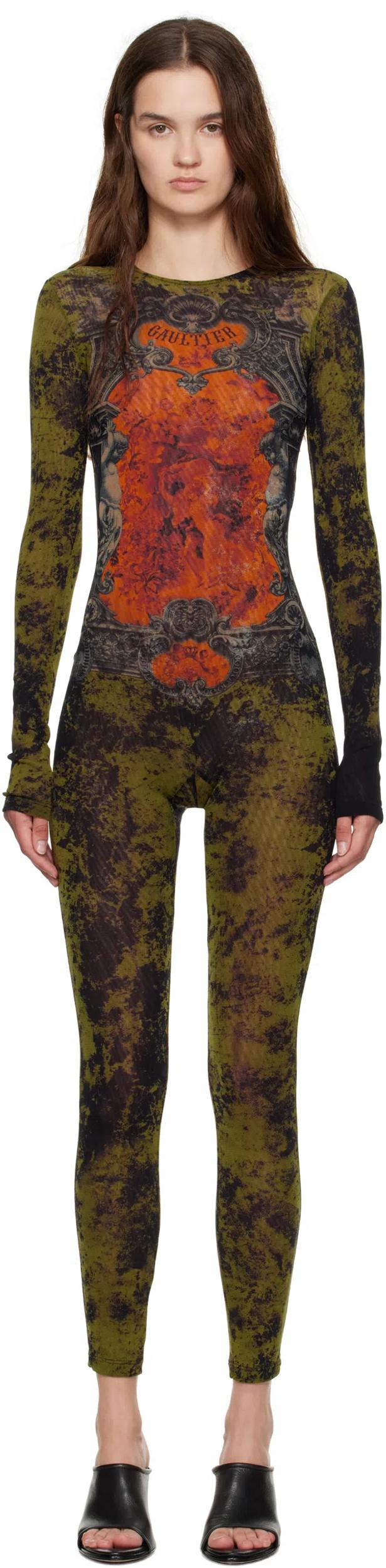 JEAN PAUL GAULTIER Graphic Print Full-length Dress With Long Sleeves In Black Product Image