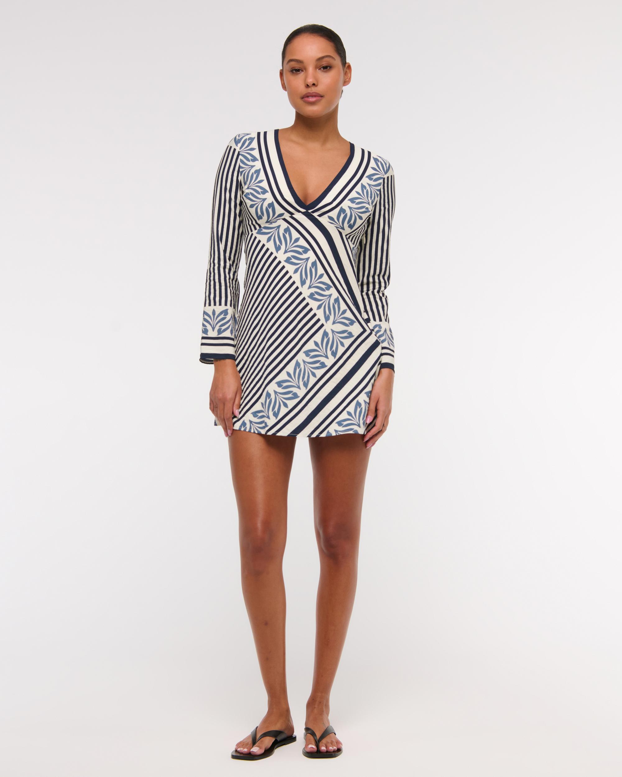 Long-Sleeve Twist Mini Dress Product Image