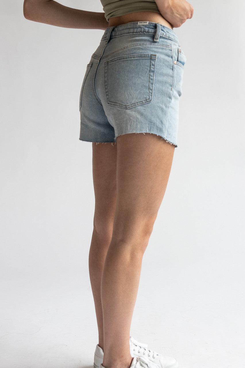 Light Wash Cut Off Denim Shorts Product Image