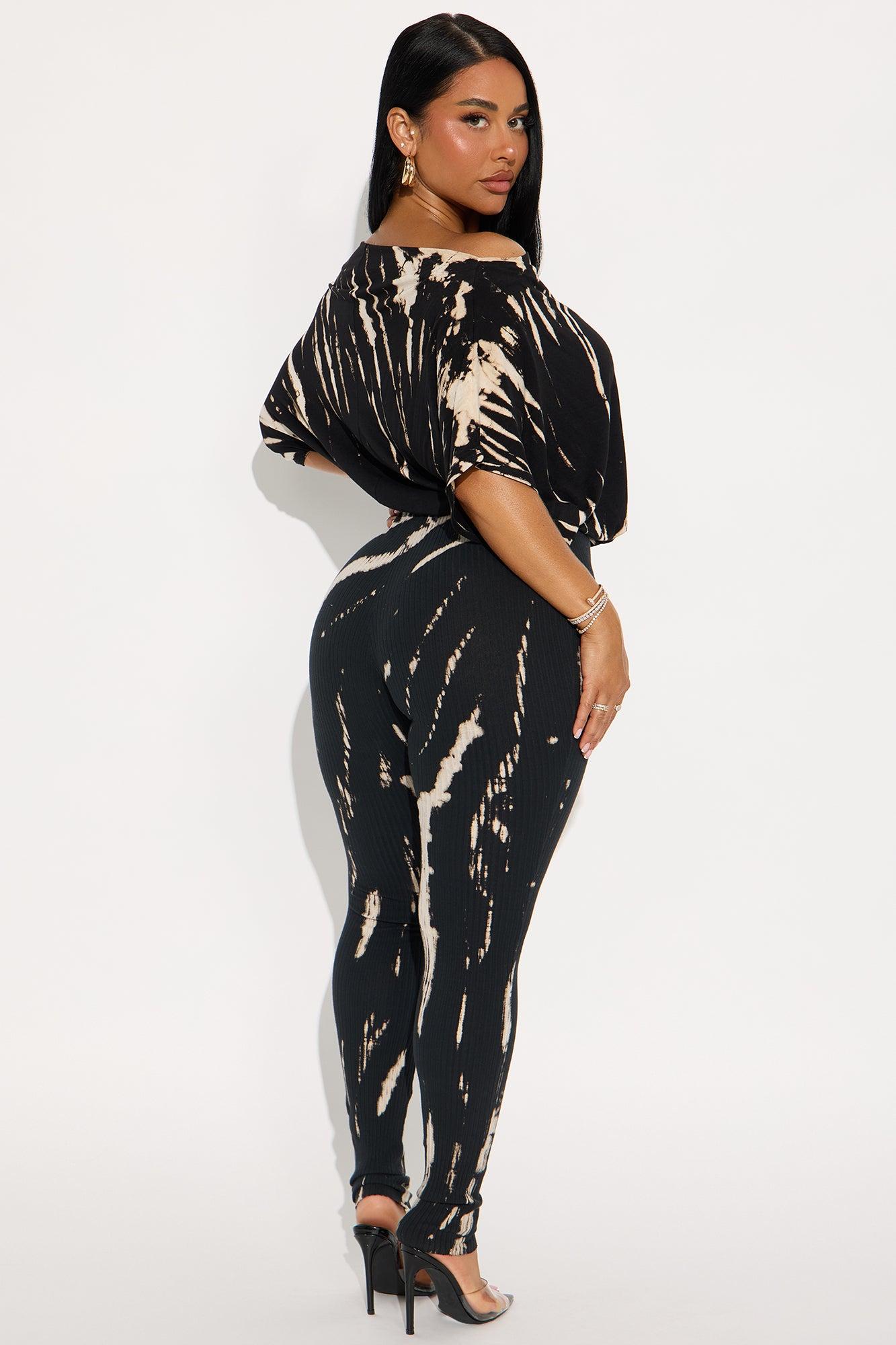 Stephanie Tie Dye Jumpsuit - Black/White Female Product Image