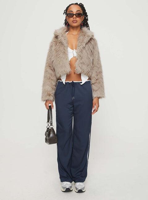 Addie Faux Fur Jacket Mushroom Product Image