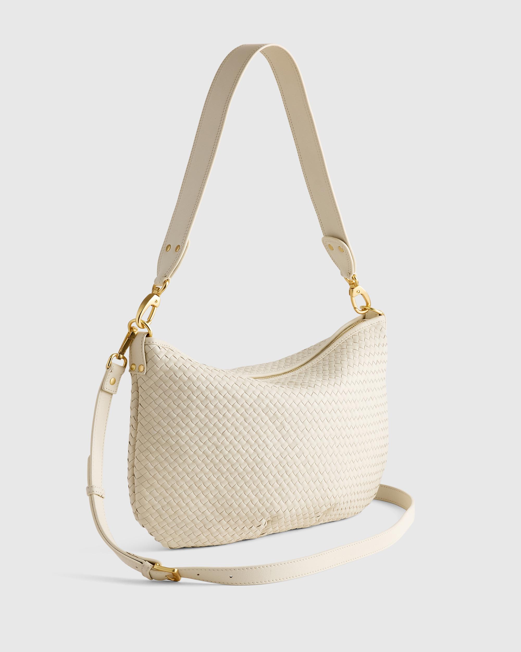 Quince | Women's Italian Leather Convertible Crescent Handwoven Shoulder Bag Product Image