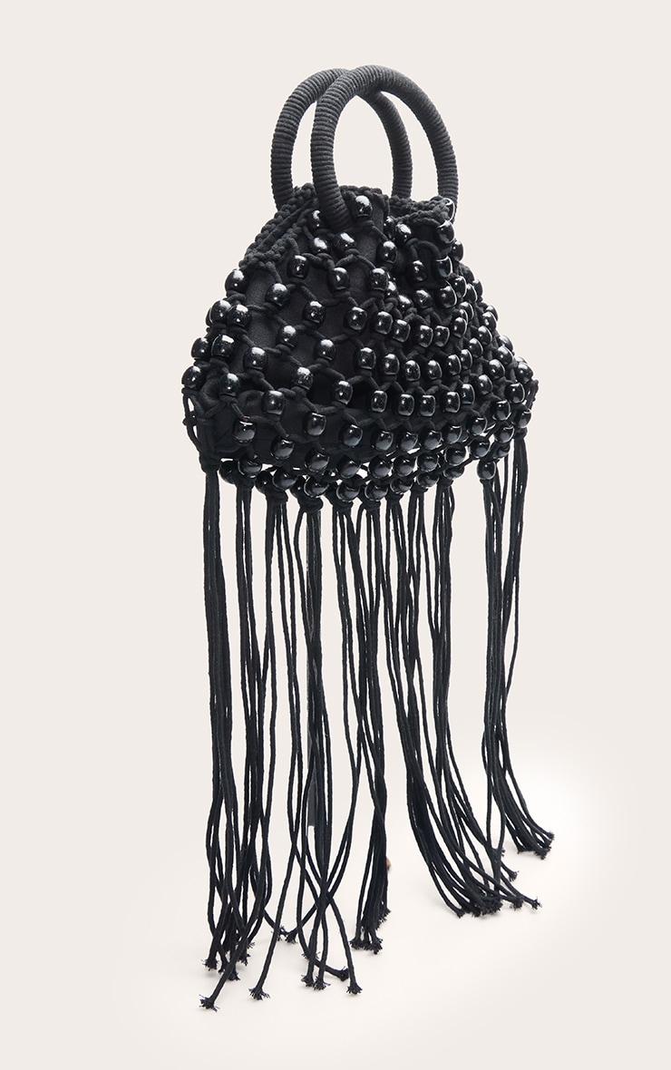 Black Beaded Weave Bucket Bag Product Image