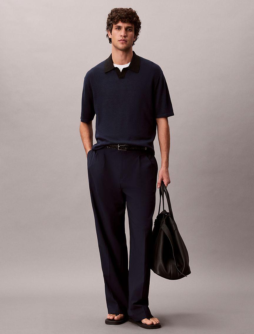 Linen Blend Polo Sweater Product Image