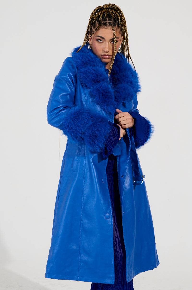 NEW KAYA FUR LINED TRENCH IN BLUE Product Image