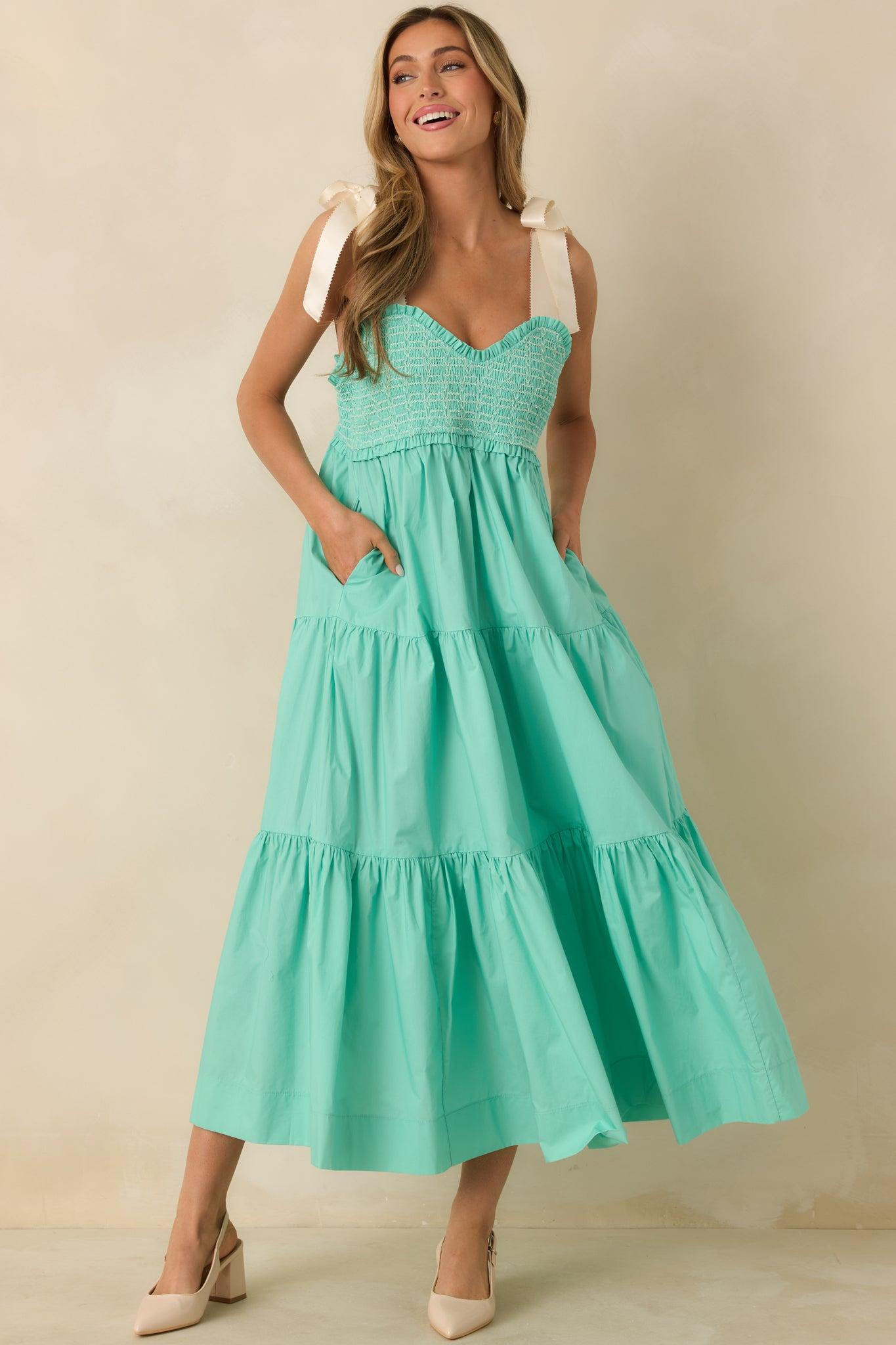 The Felicity Mint Green Cotton Midi Dress L / Mint Product Image