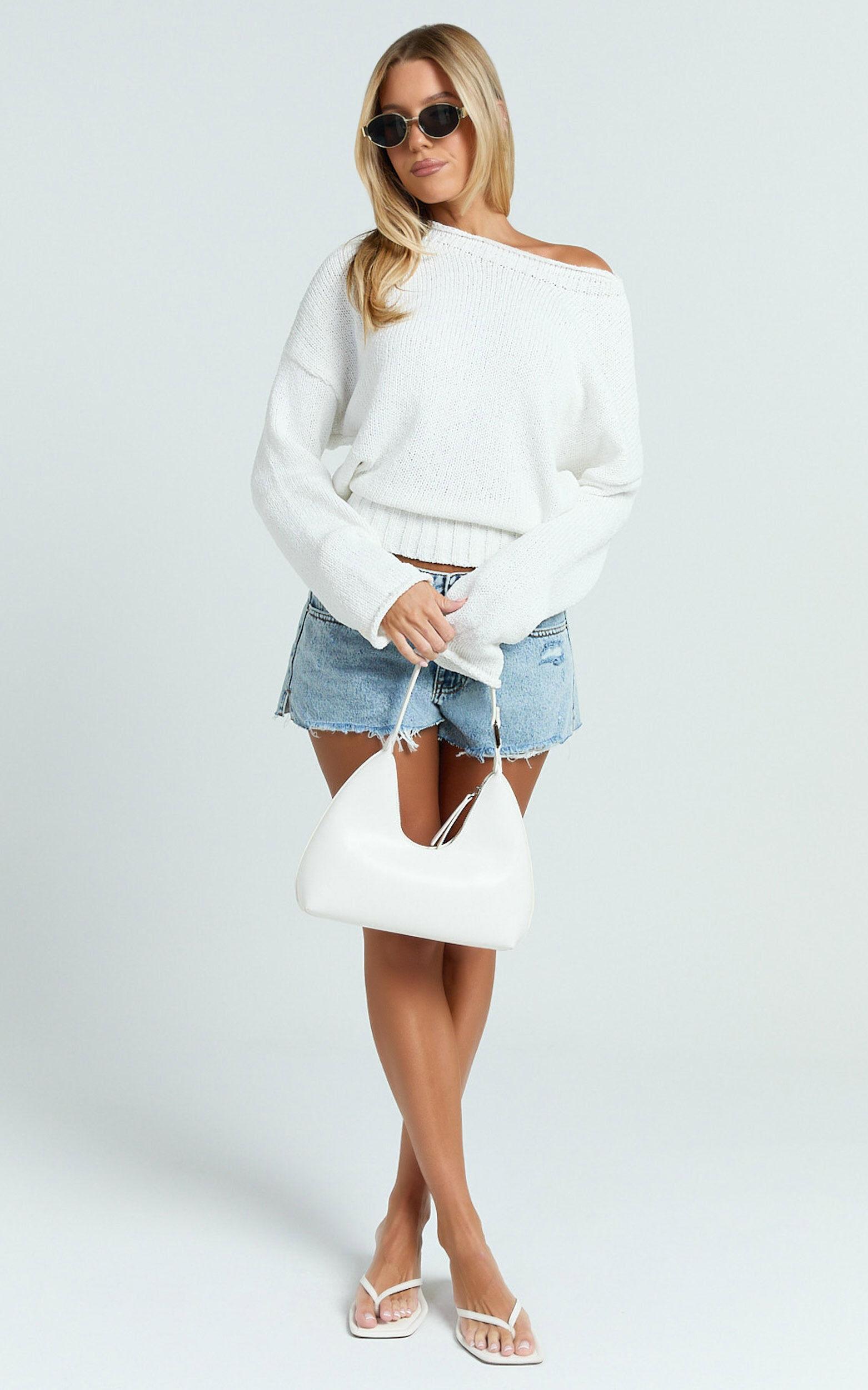 Camille Shorts - Low Rise Recycled Denim Distressed Mini Shorts in Light Blue Wash Product Image