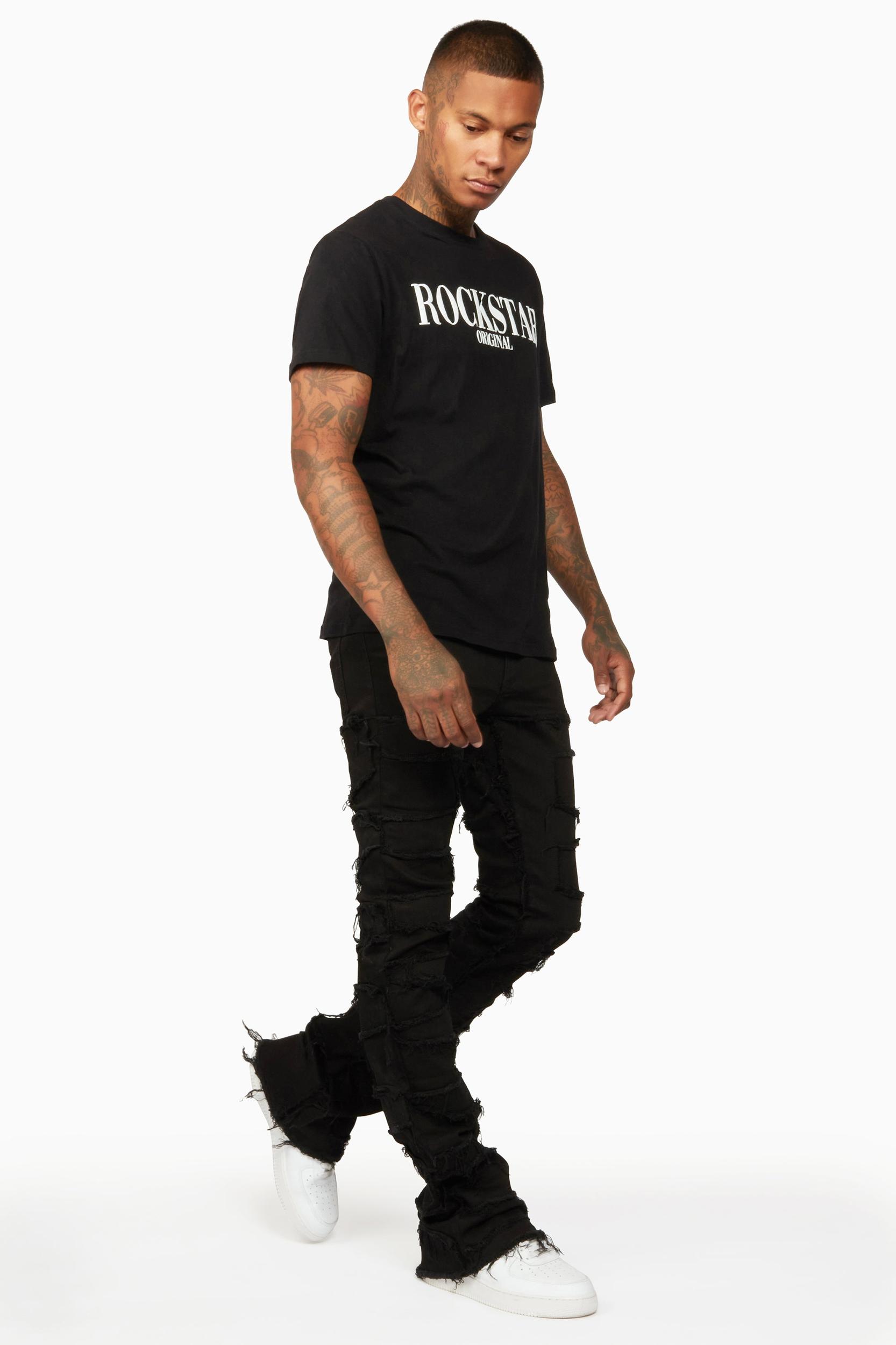 Shake Black Stacked Flare Jean Male Product Image