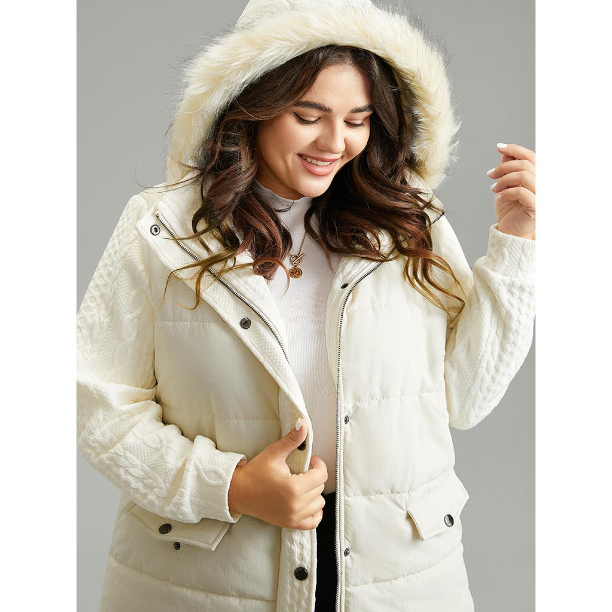 Plus Size Women Dailywear Plain Lined No stretch 10/M Pocket Casual Quilted Jackets BloomChic Product Image