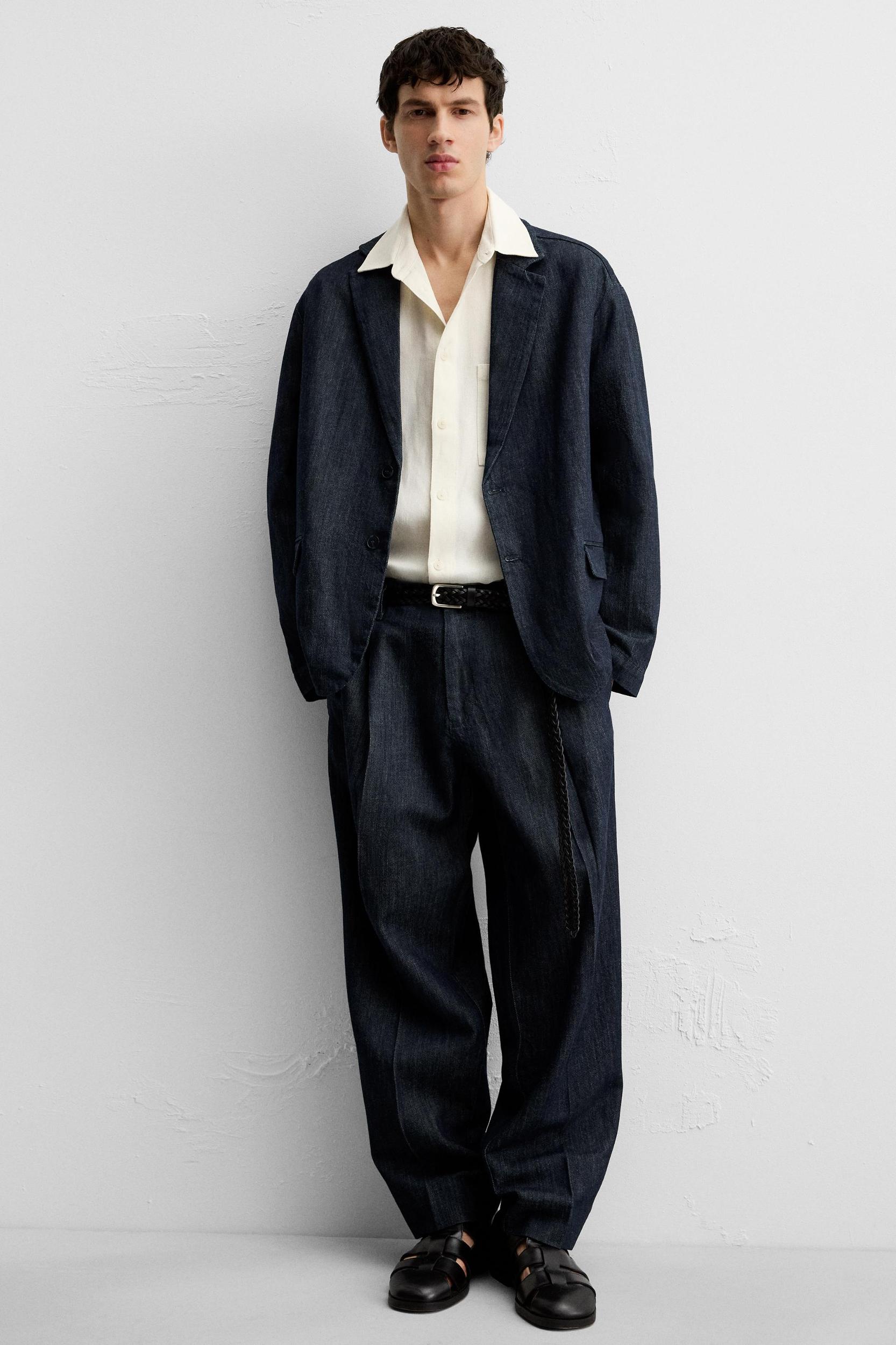 WIDE FIT CROPPED DENIM PANTS Product Image