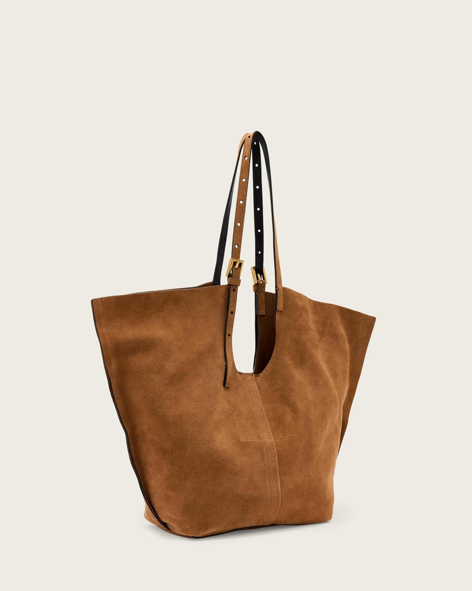 Ara Suede Tote Bag ARIZONA TAN BROWN | ALLSAINTS US Product Image