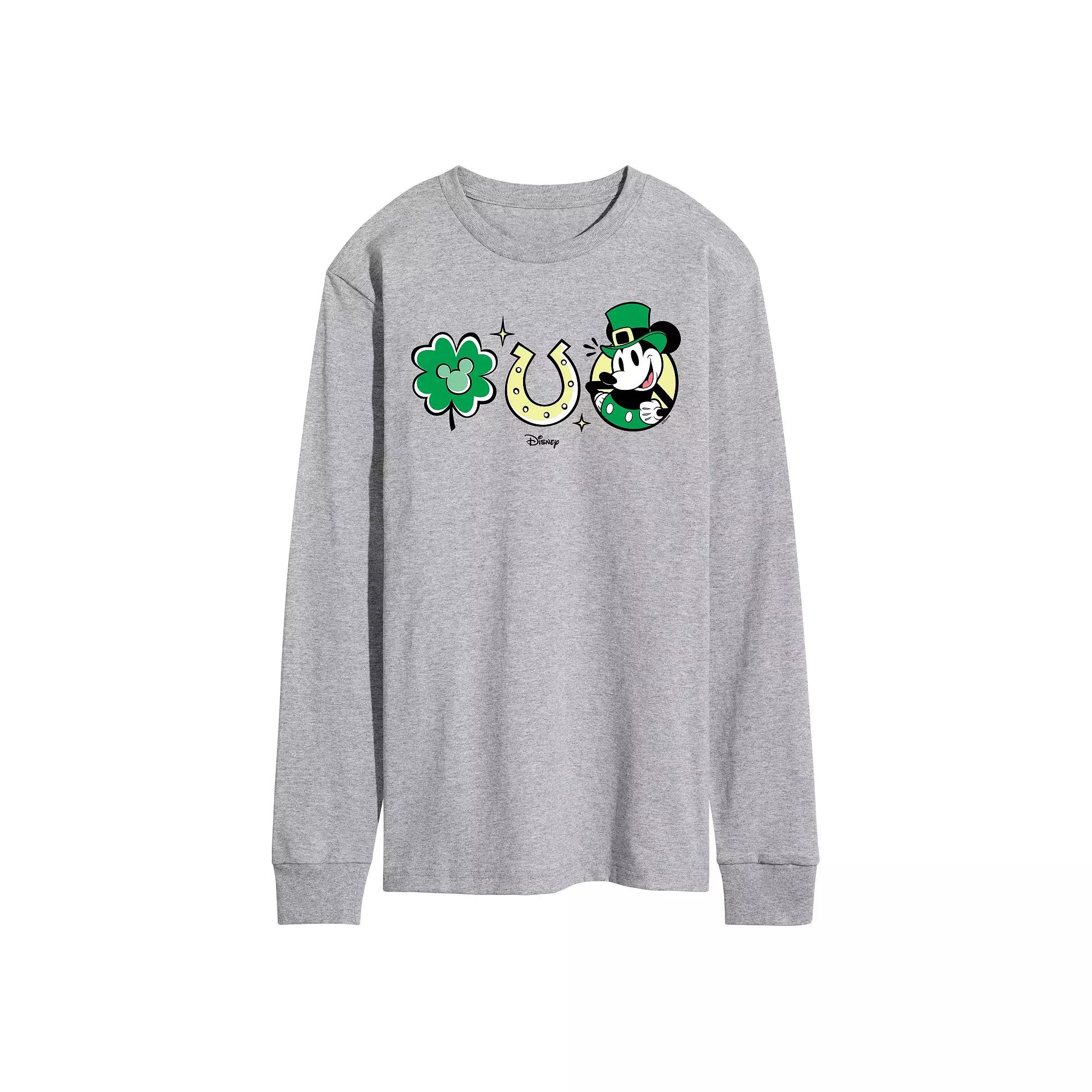 Disney's Mickey Mouse Men's St Patrick's Icons Long Sleeve Graphic Tee,  Product Image