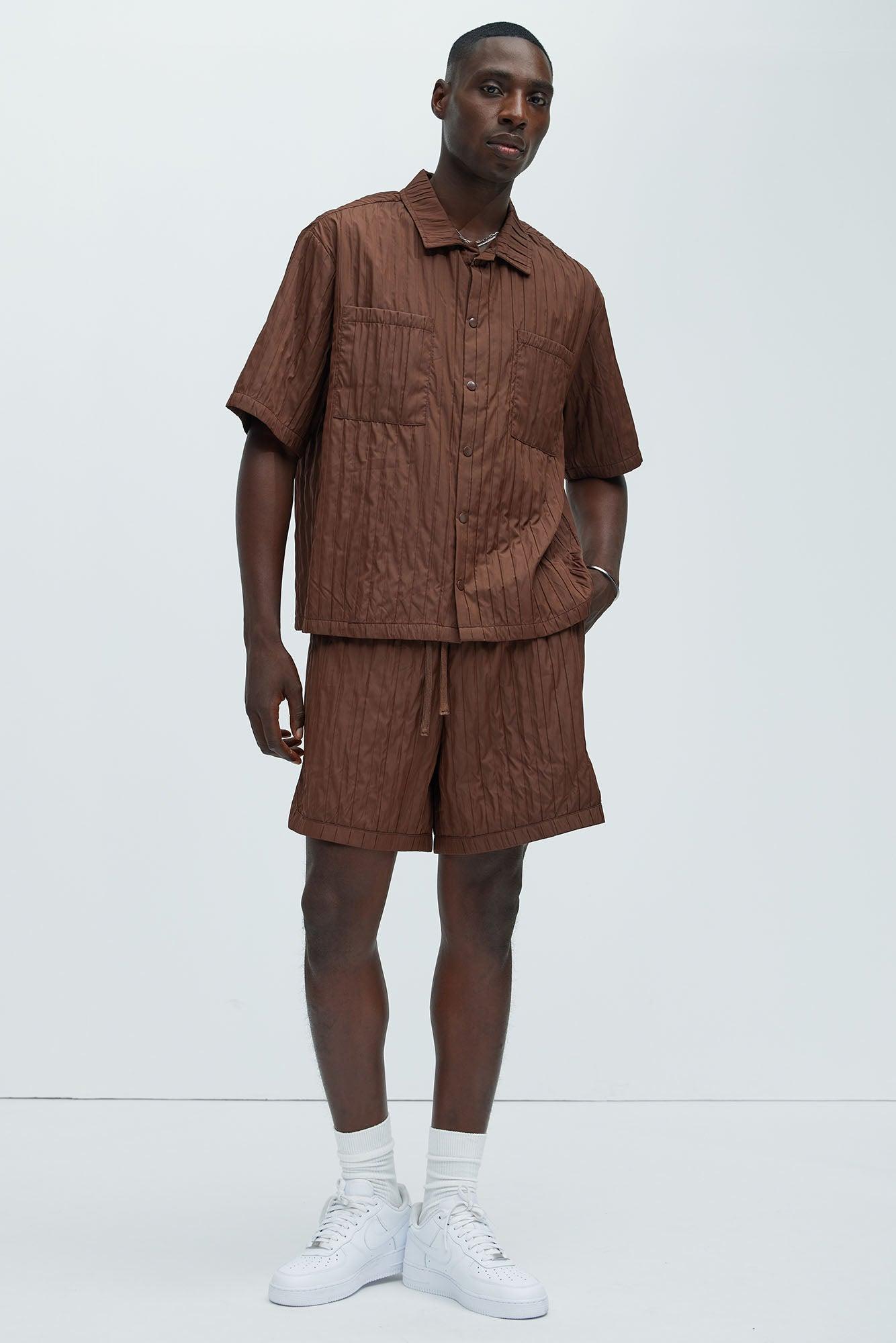 Cavour Crinkled Shorts - Brown Product Image