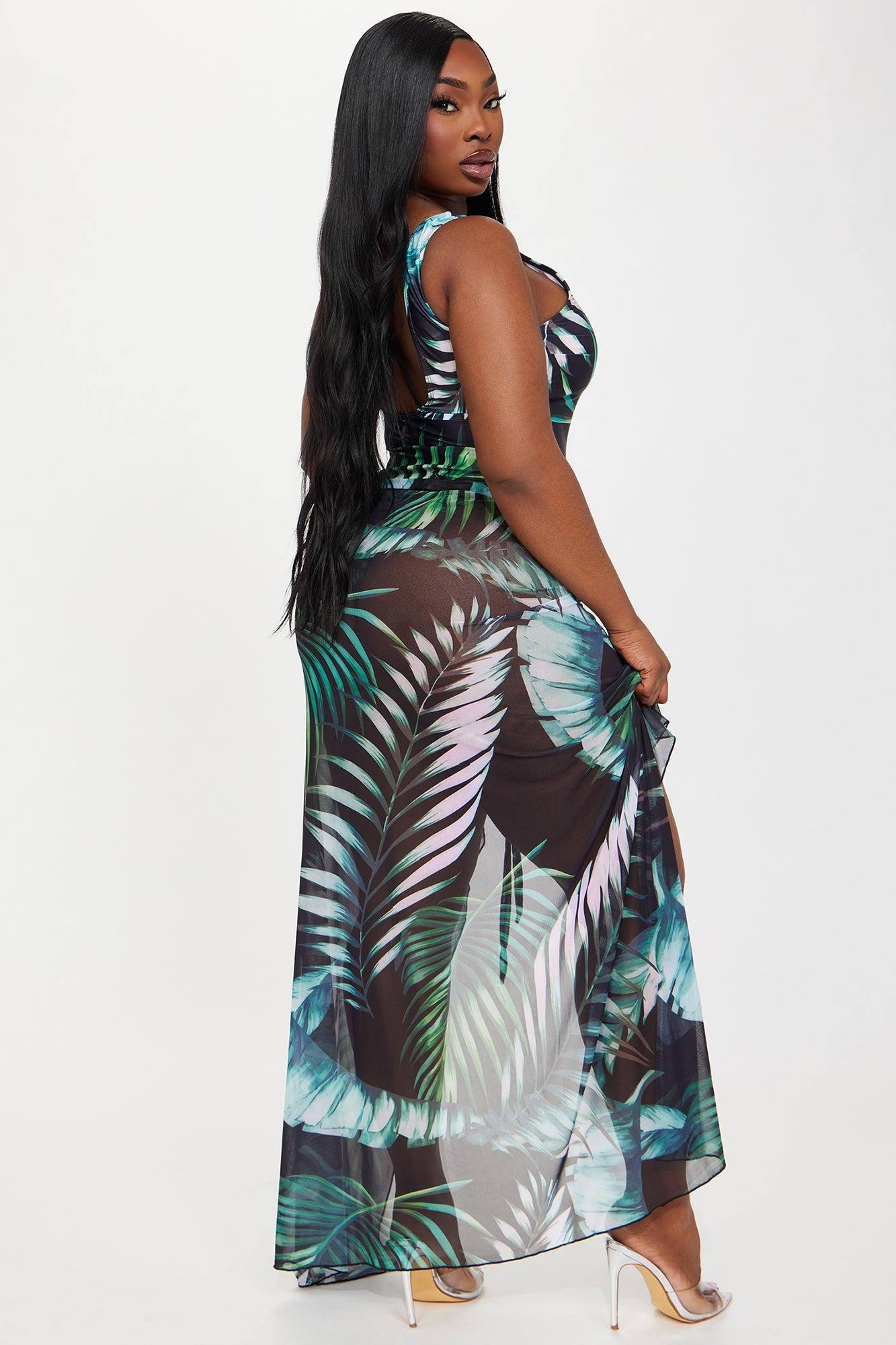 Emmalyn 1 Piece Swimsuit Set - Green/combo Product Image