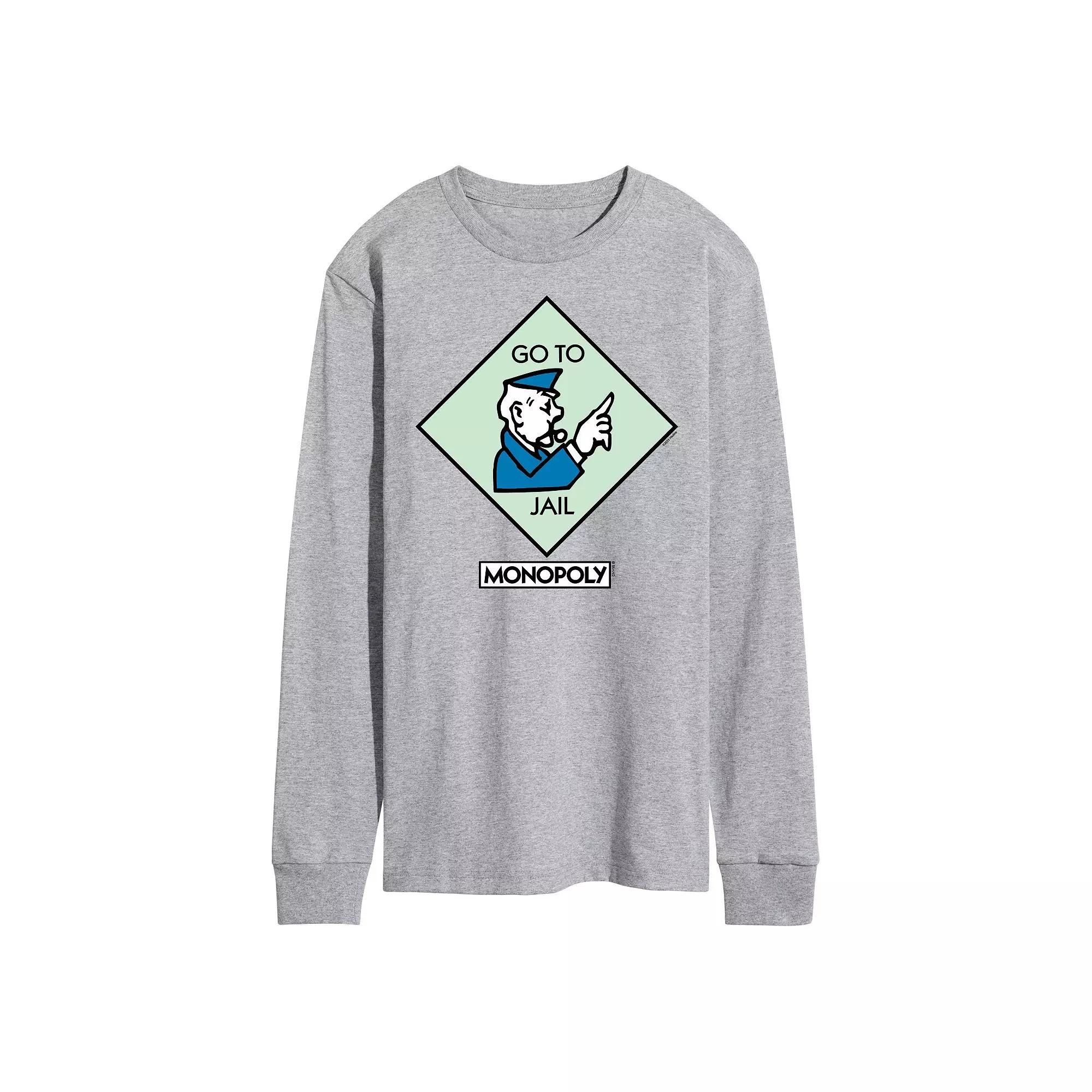 Men's Monopoly Go To Jail Square Long Sleeve Graphic Tee,  Product Image