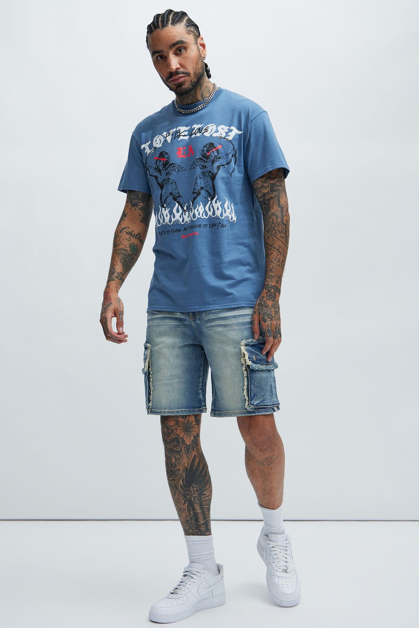 Rush Home Denim Cargo Shorts - Light Blue Wash Product Image