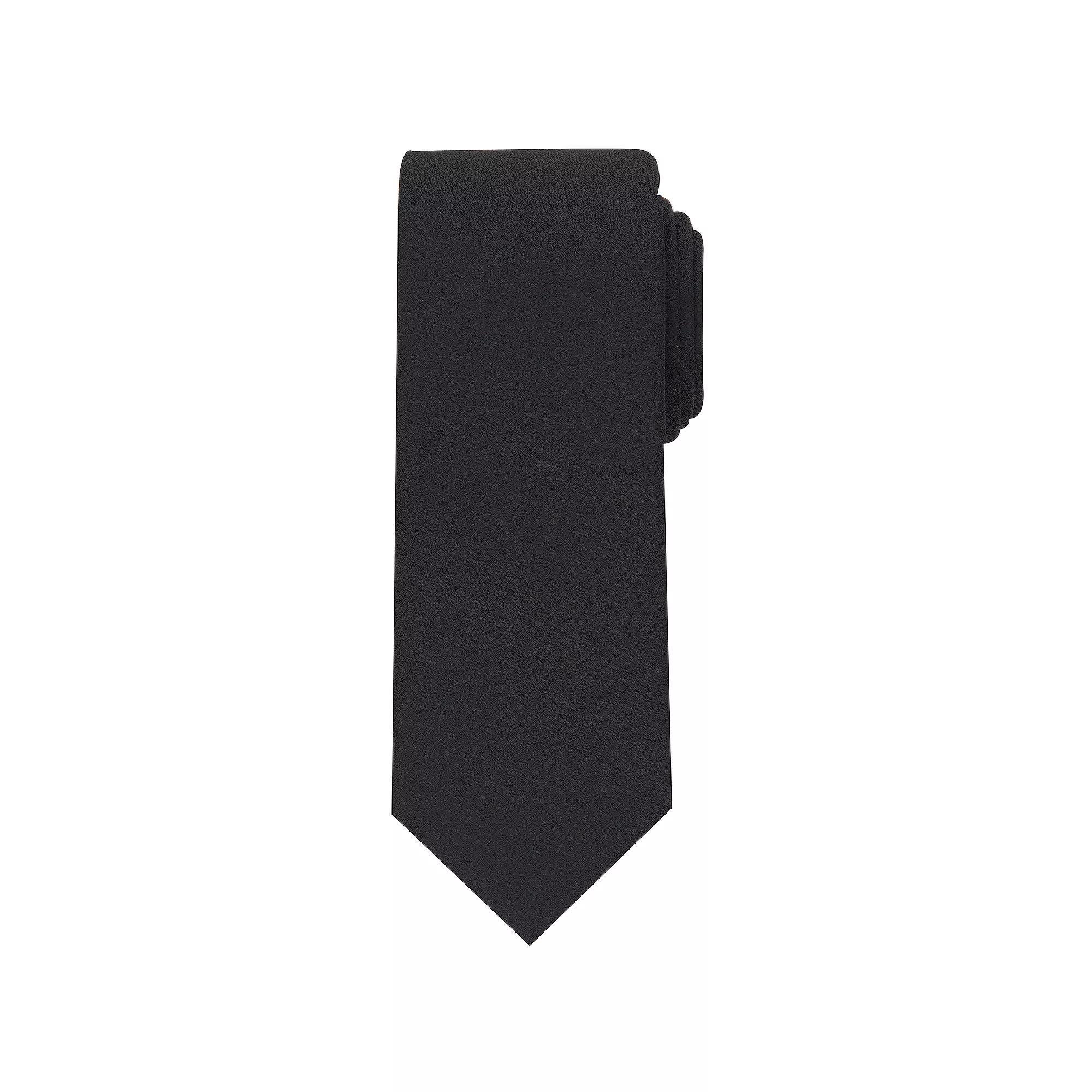 Men's Bespoke Solid Sateen Slim Tie, Black Sateen Product Image