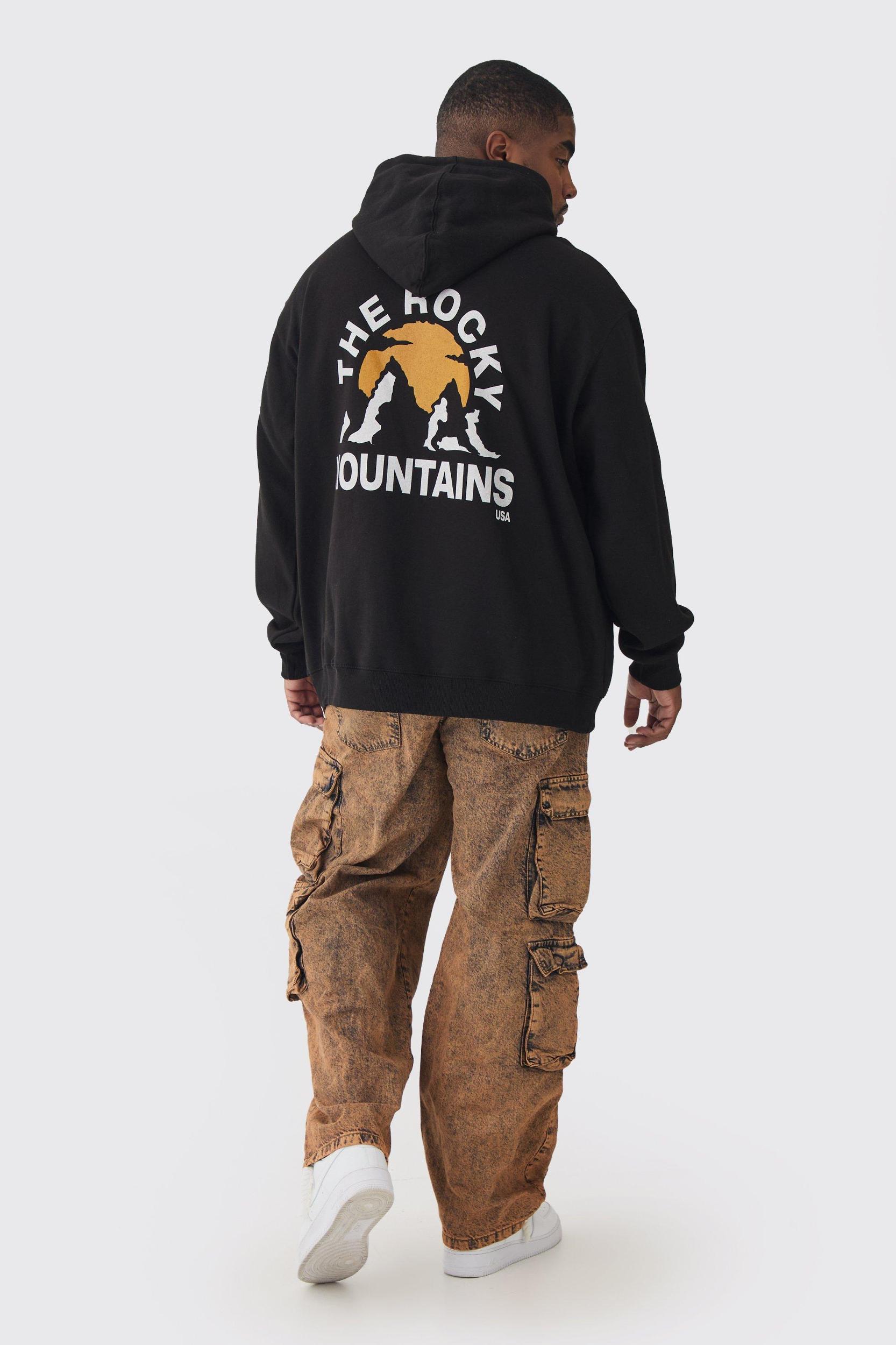 Plus Mountains Graphic Oversized Hoodie | boohooMAN USA Product Image