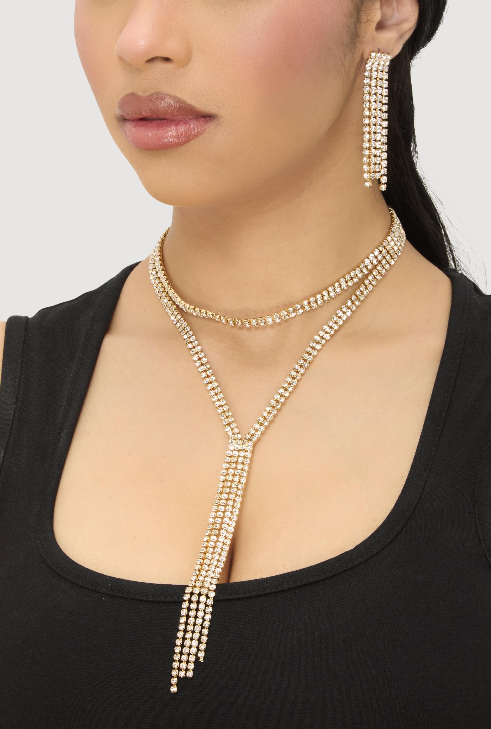 Cross Layered Necklace with Hoop Earring Trio Unisex Product Image