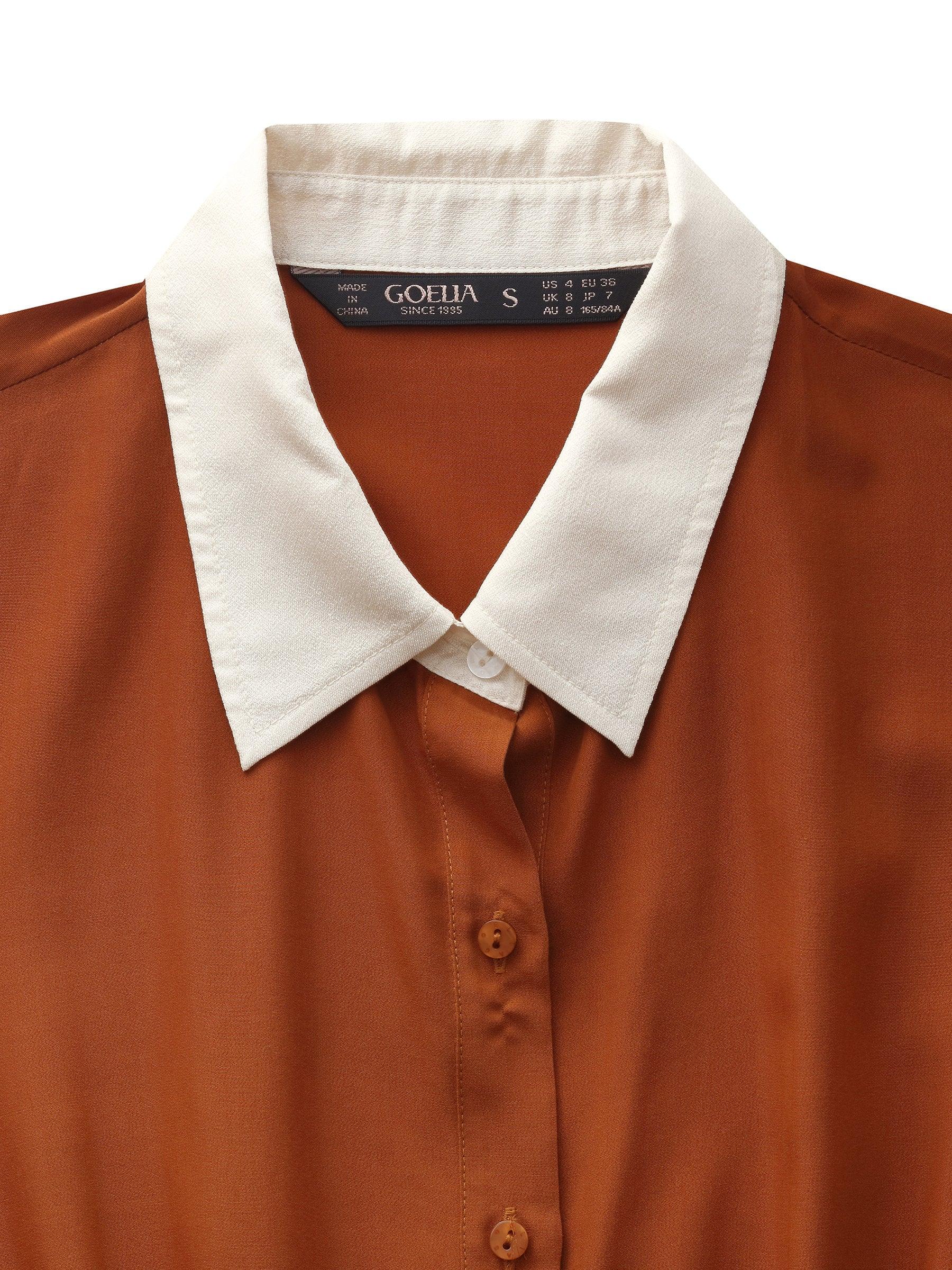 Tencel Acetate Blend Color Block Women Midi Dress Product Image