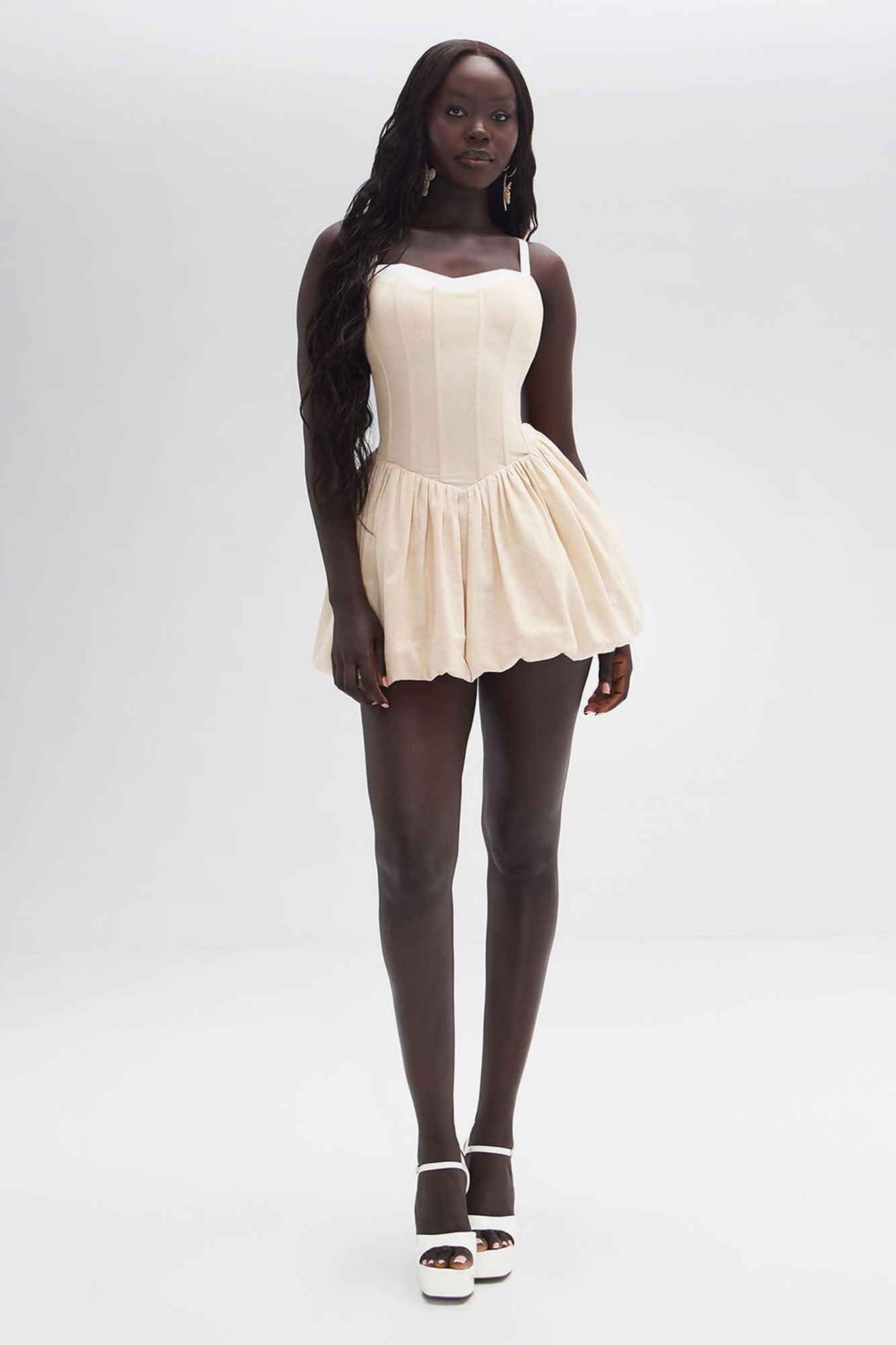 Ally Linen Mini Dress - Natural/Combo Product Image