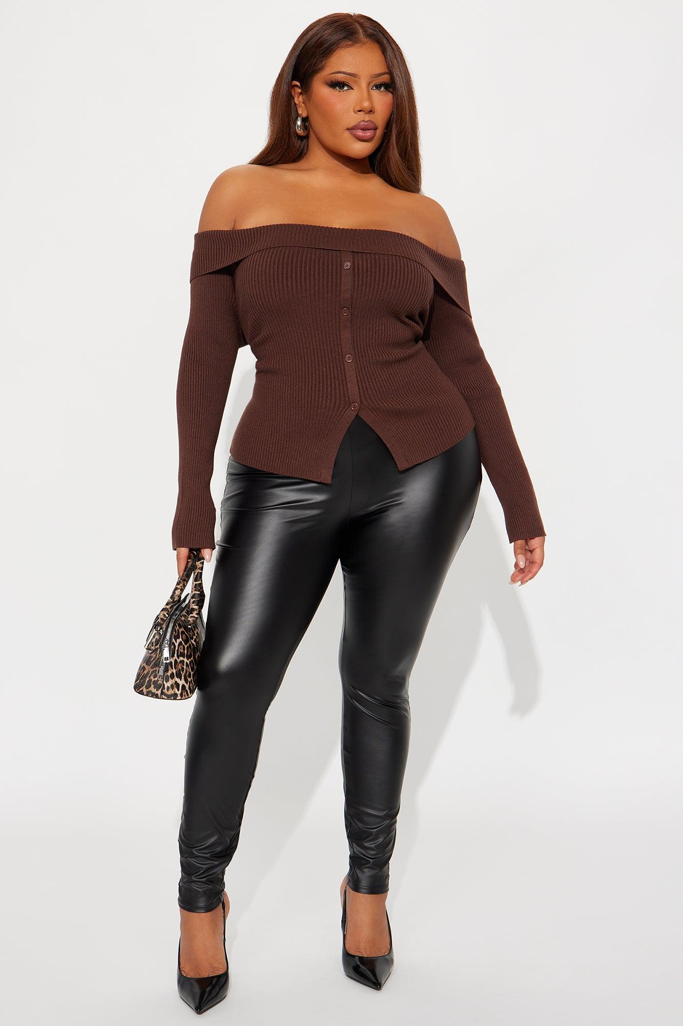 Make Time For Me Foldover Sweater - Brown Female Product Image