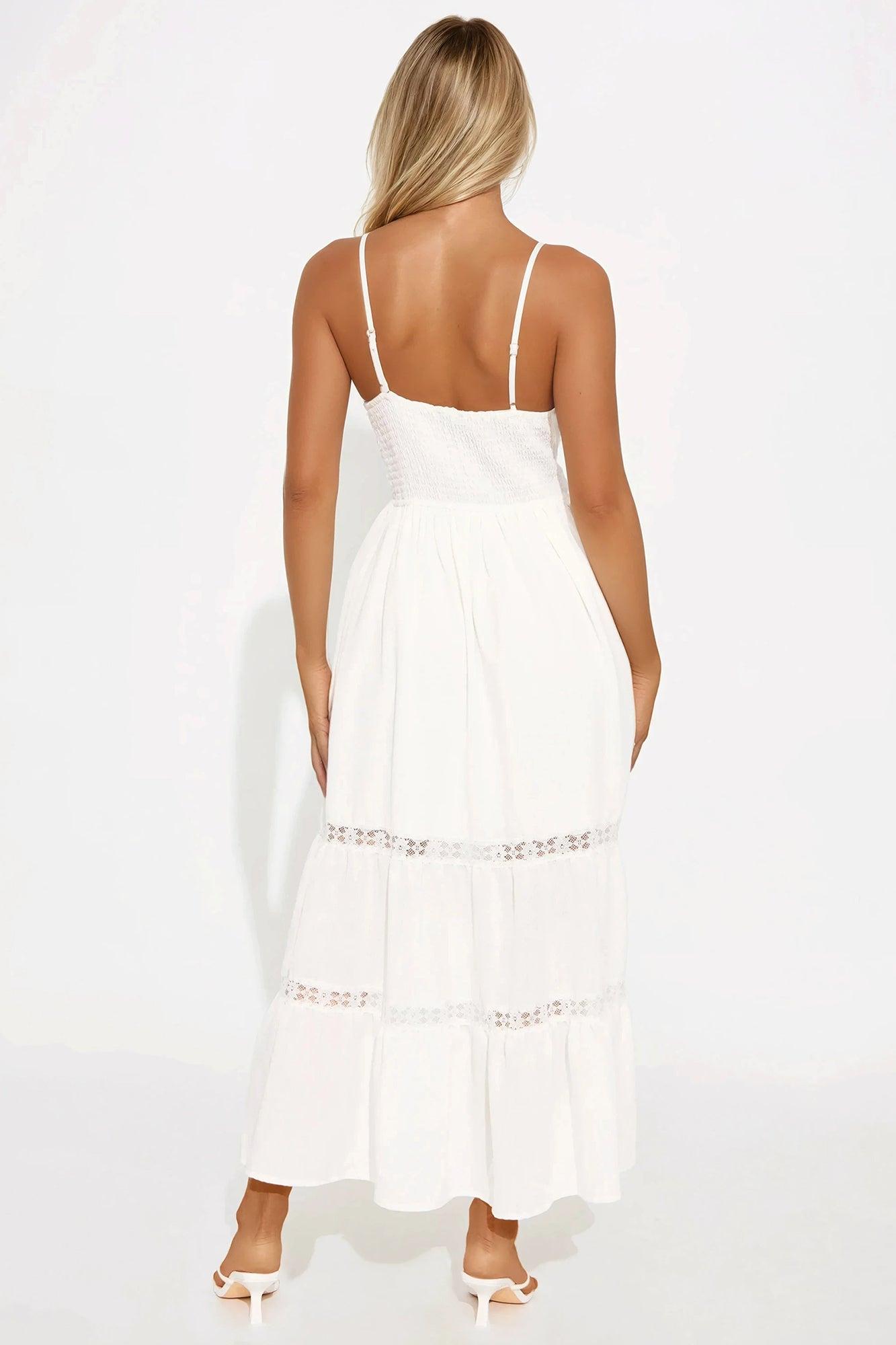 Tahlia Linen Midi Dress - Off White Product Image