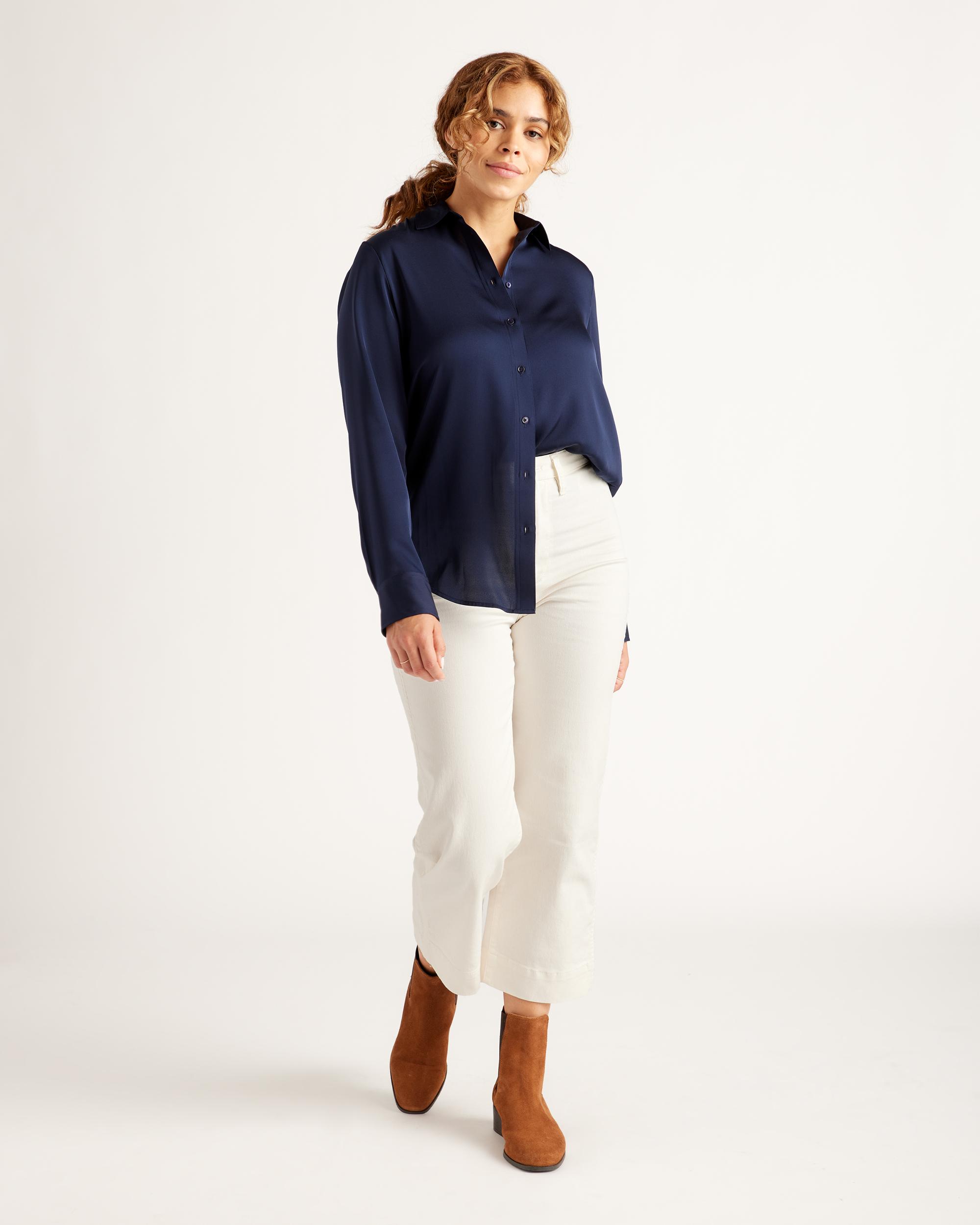 Quince | Women's 100% Washable Silk Stretch Blouse Size XL Product Image