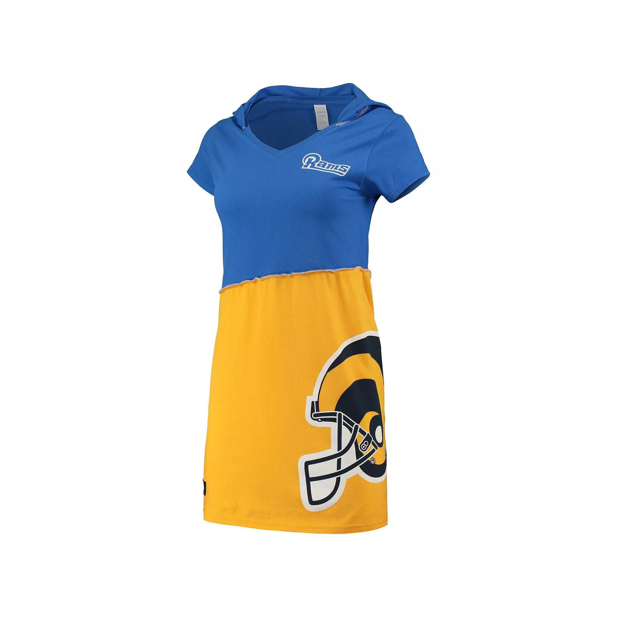 Women's Refried Apparel Royal/Gold Los Angeles Rams Sustainable Hooded Mini Dress, Size: Small, Blue Product Image