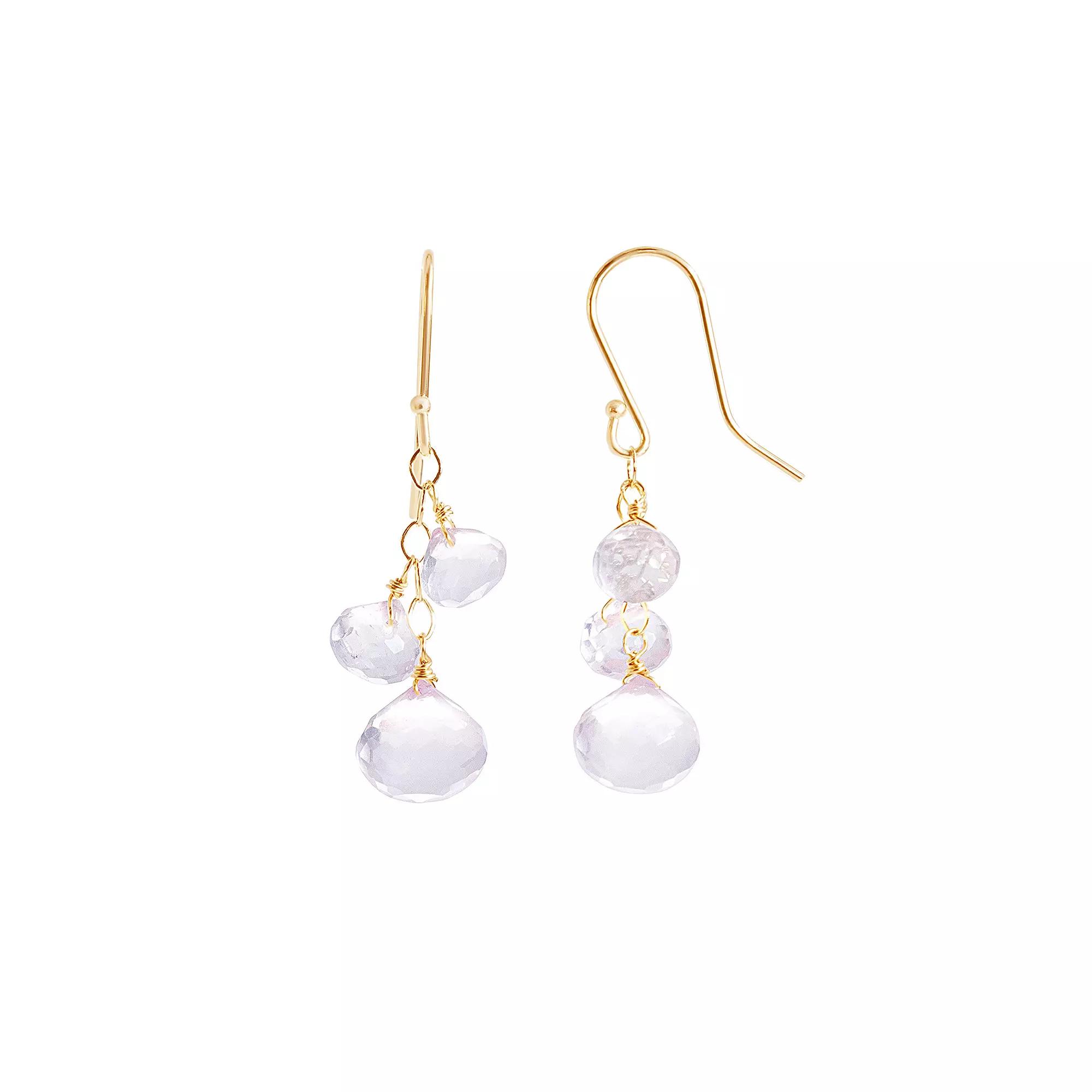 Jewelmak 14k Gold Rose Quartz Briolette Drop Earrings, Women's Product Image