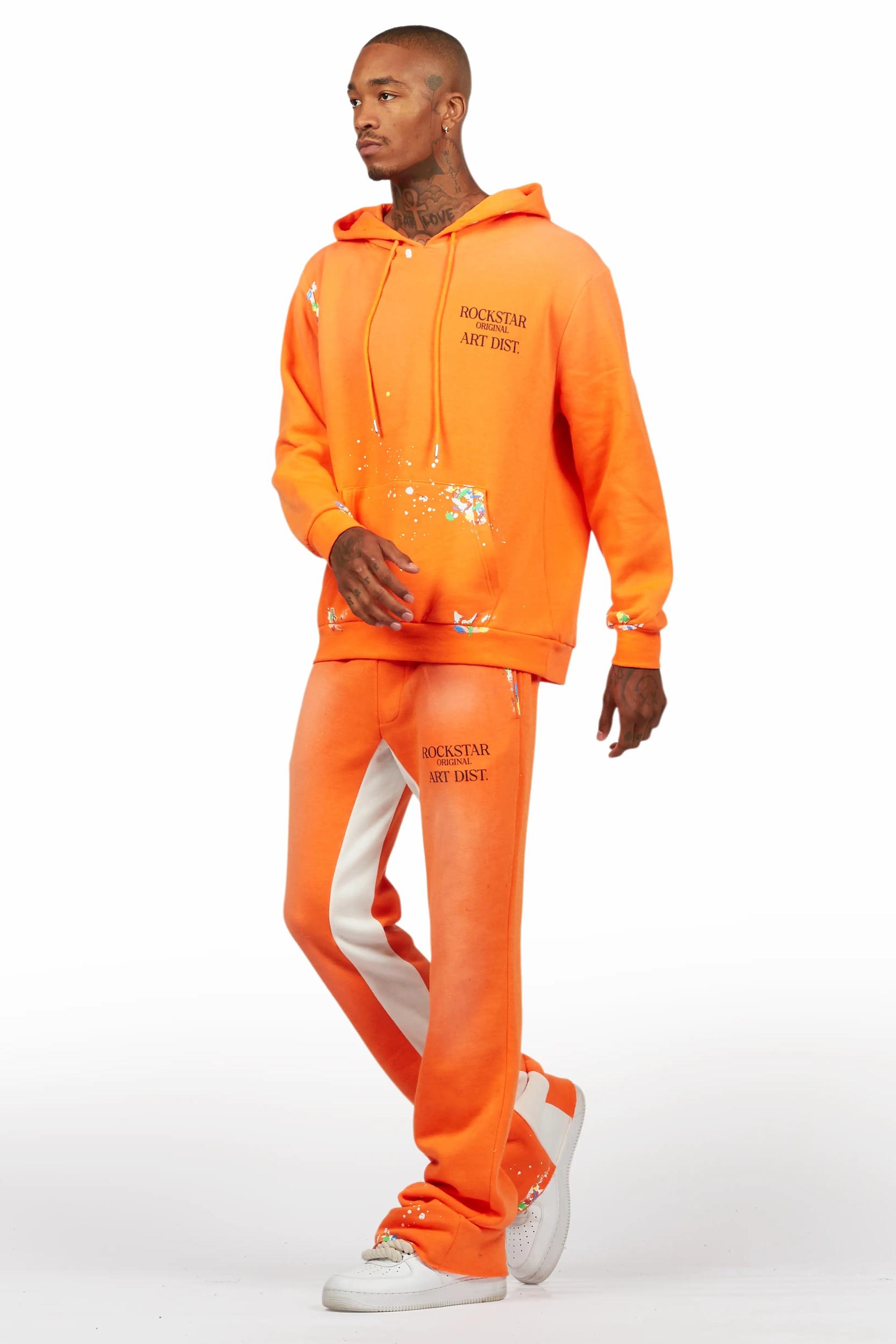 Rockstar Art Dist. Orange Hoodie/Baggy Track Pant Set Male Product Image