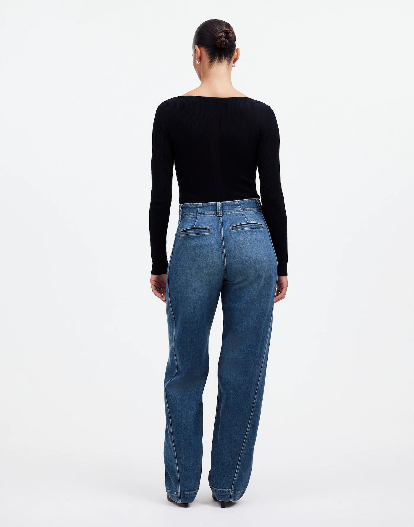 Curvy Tapered Denim Trousers in Calvert Wash Product Image