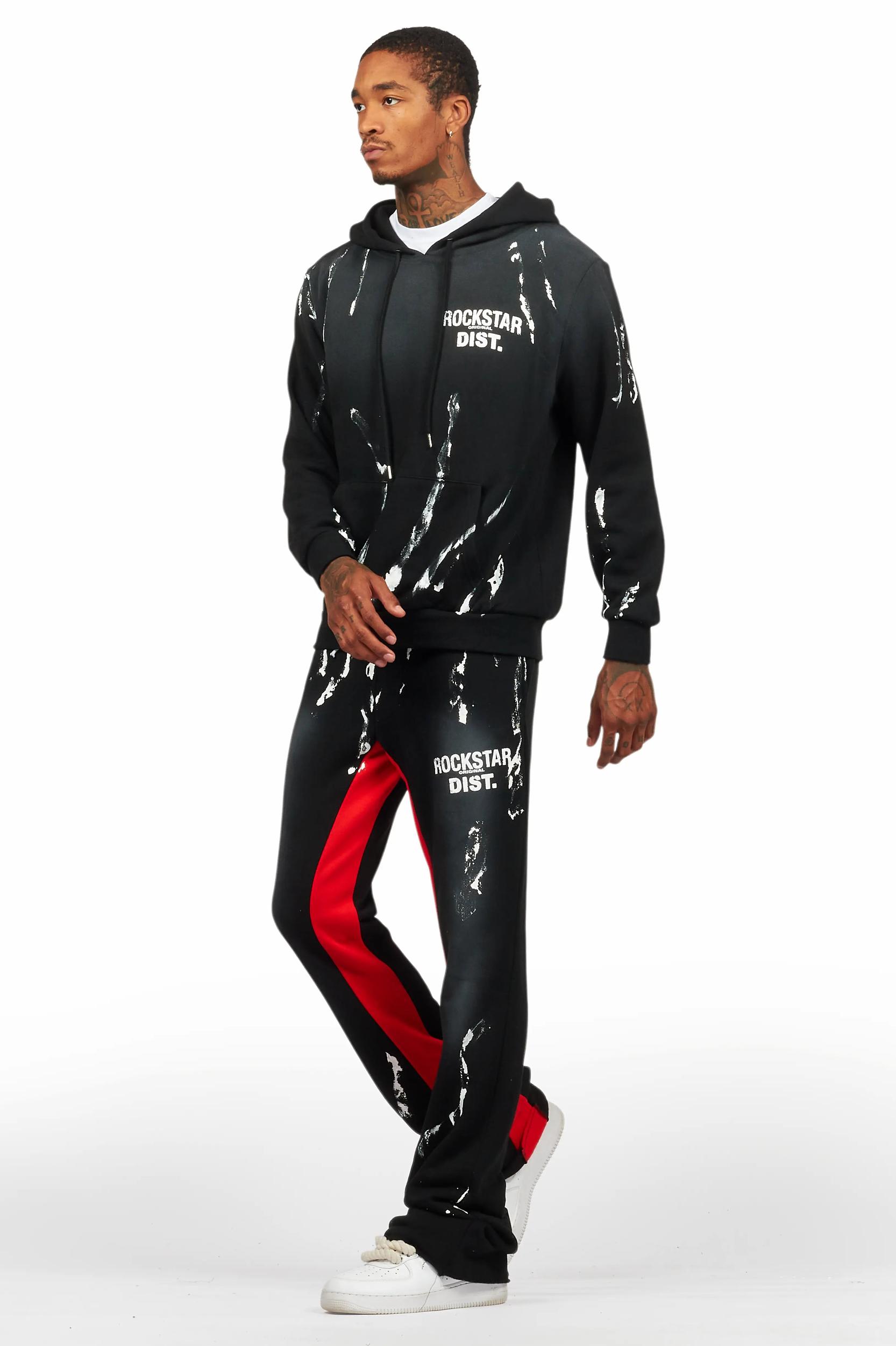 Rampage Black Hoodie/Baggy Track Pant Set Male Product Image