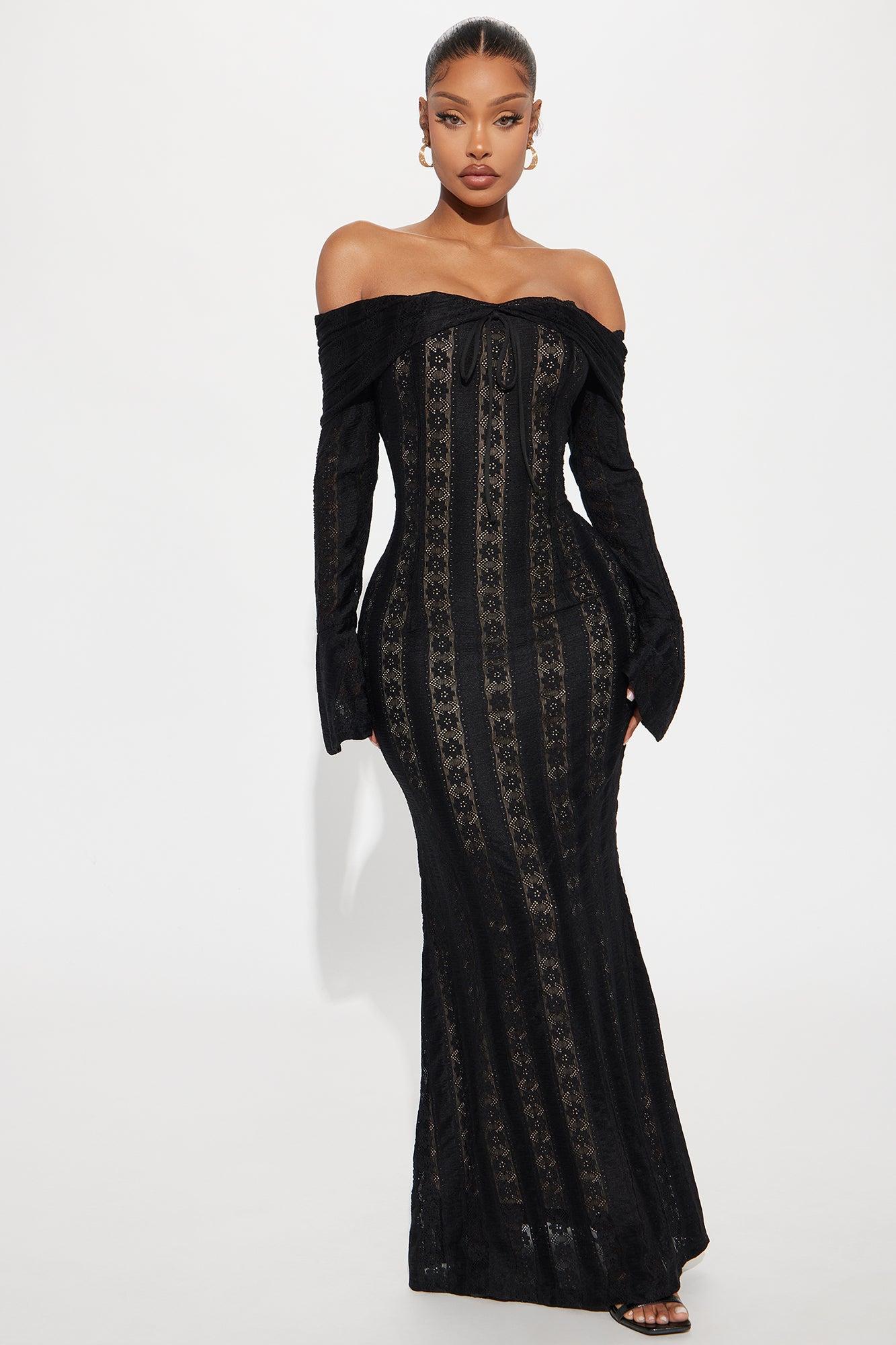 Bad Habit Lace Maxi Dress - Black Product Image