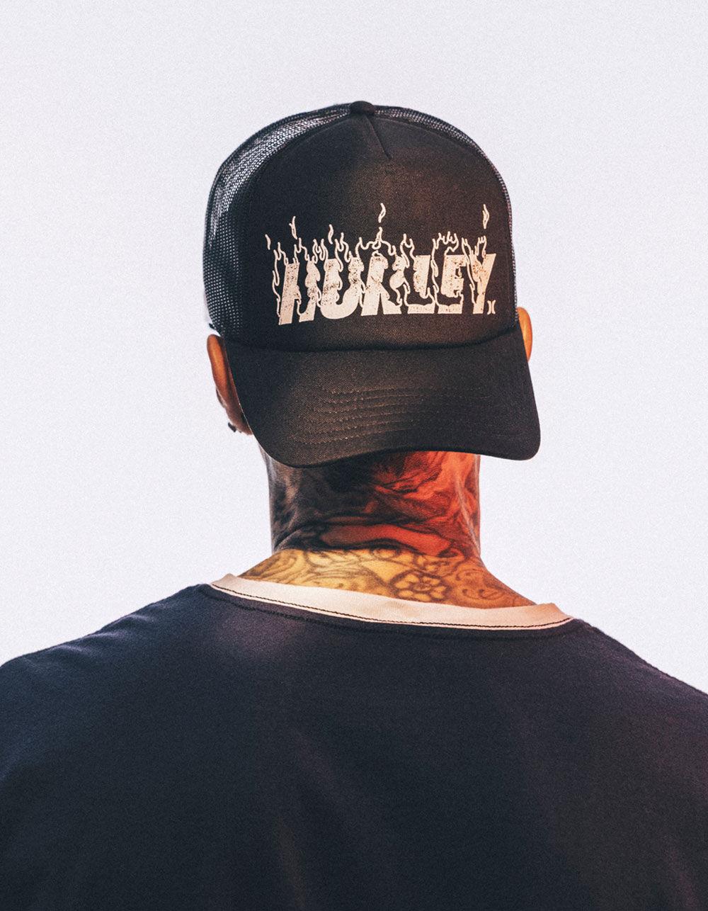 HURLEY x Travis Barker Flame Trucker Hat - BLACK Product Image