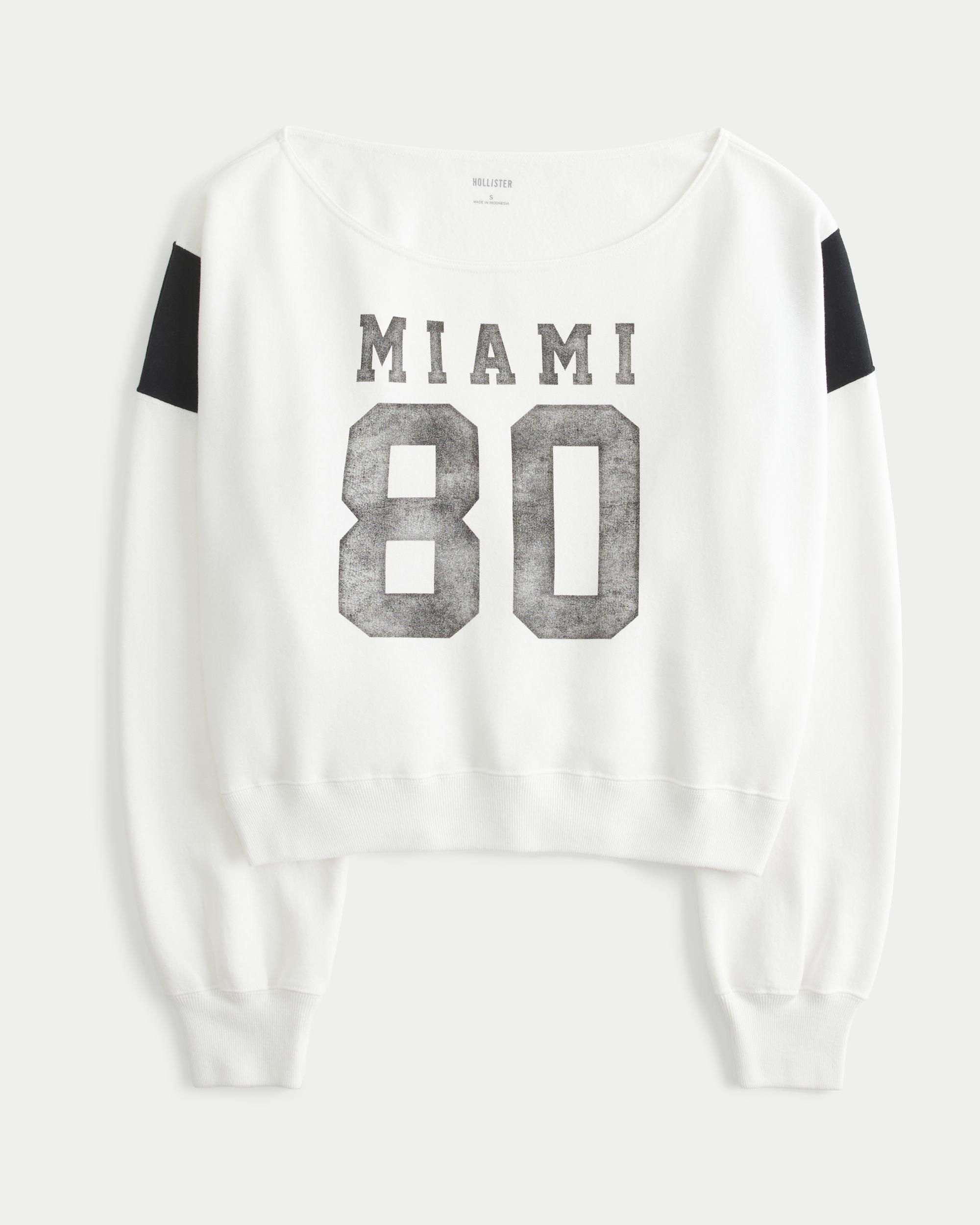 Easy Off-the-Shoulder Miami Graphic Sweatshirt Product Image