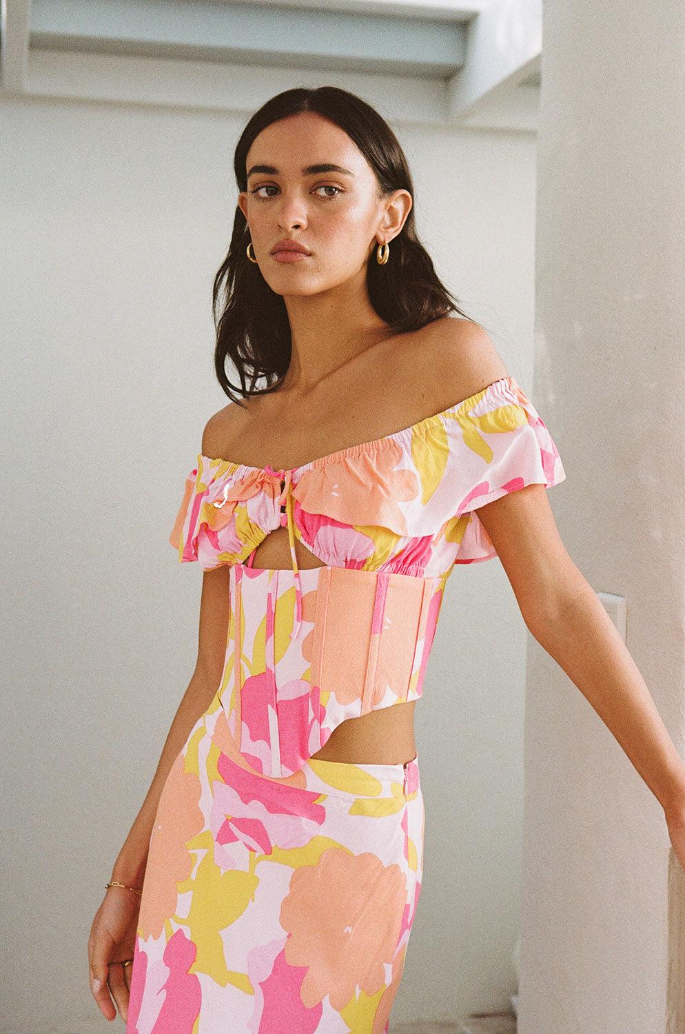 Rhylee Midi Skirt - Nectar Floral Product Image