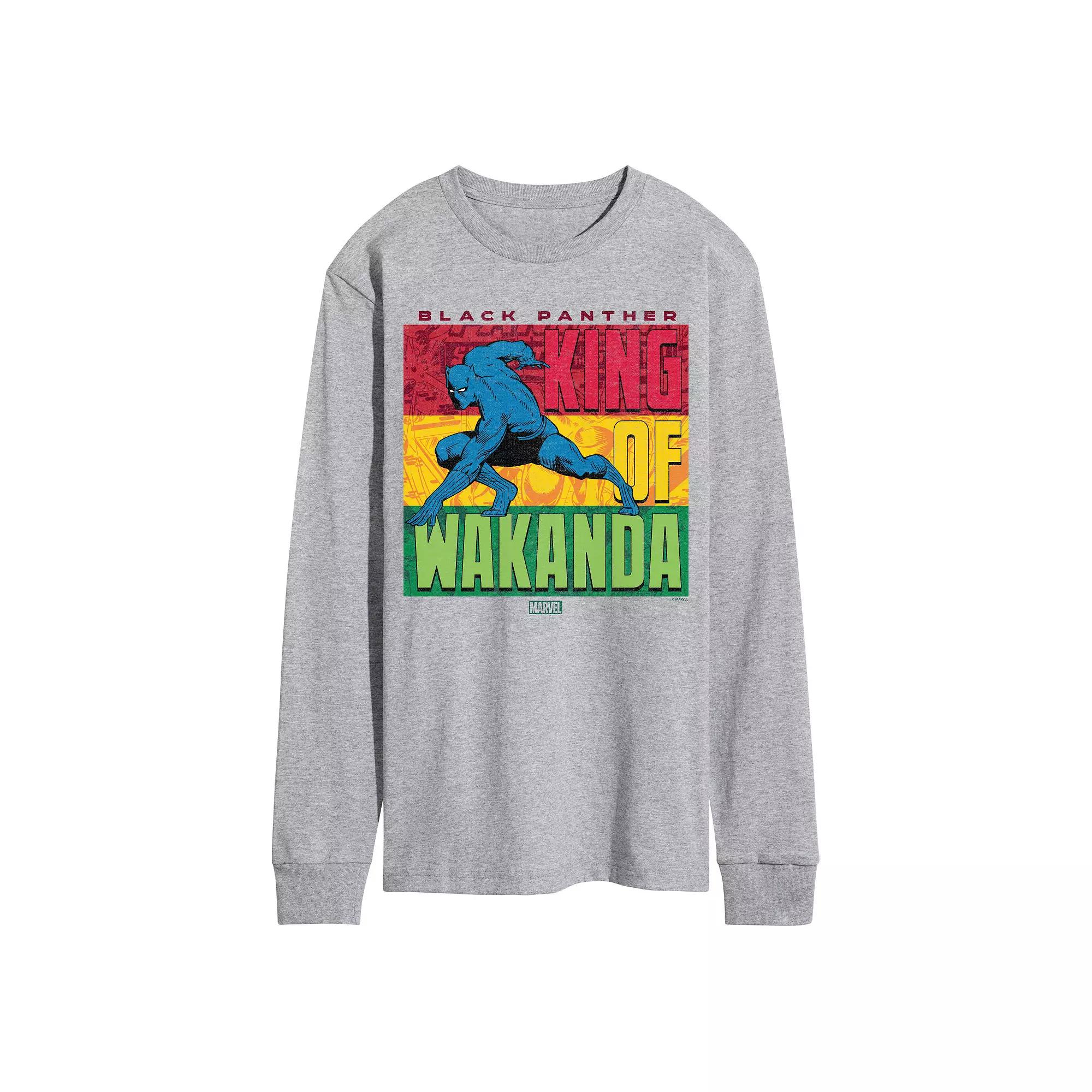 Men's Marvel Black Panther King Of Wakanda Long Sleeve Graphic Tee,  Product Image