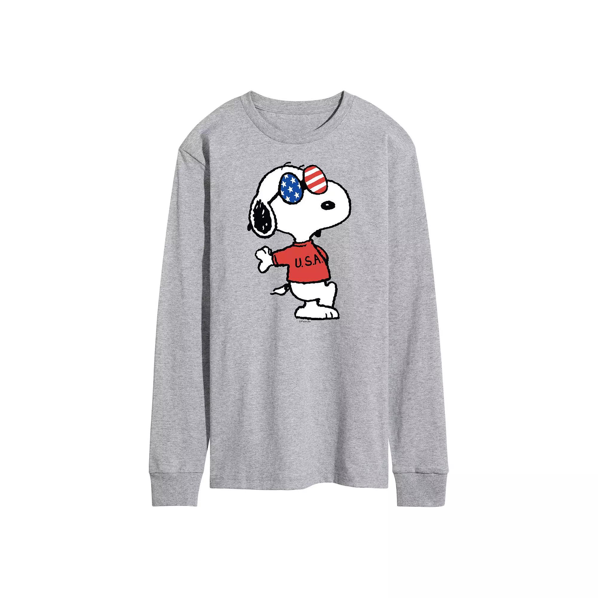 Men's Peanuts Americana Snoopy Long Sleeve Graphic Tee,  Product Image
