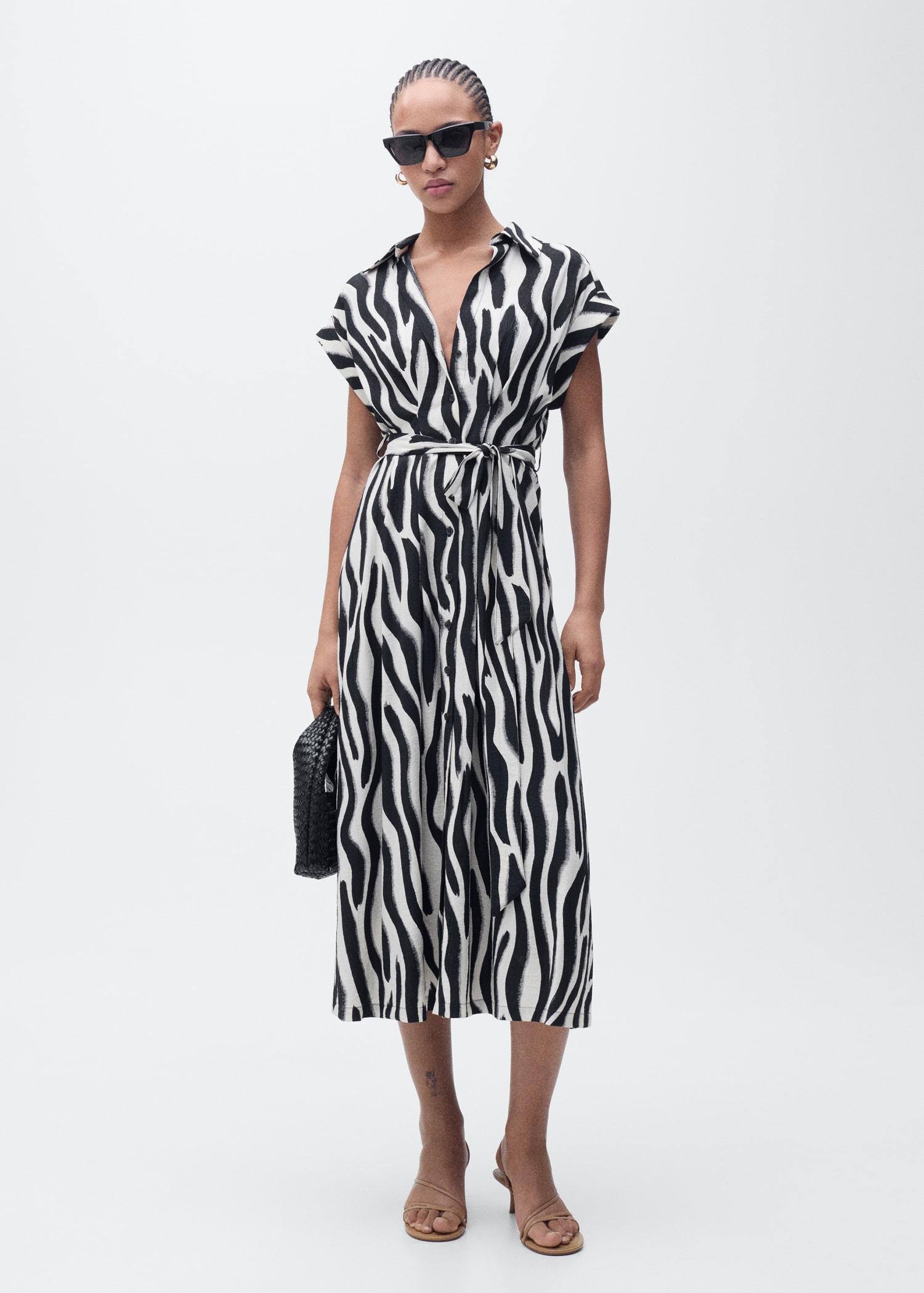 Zebra shirt dress - Women | MANGO USA Product Image